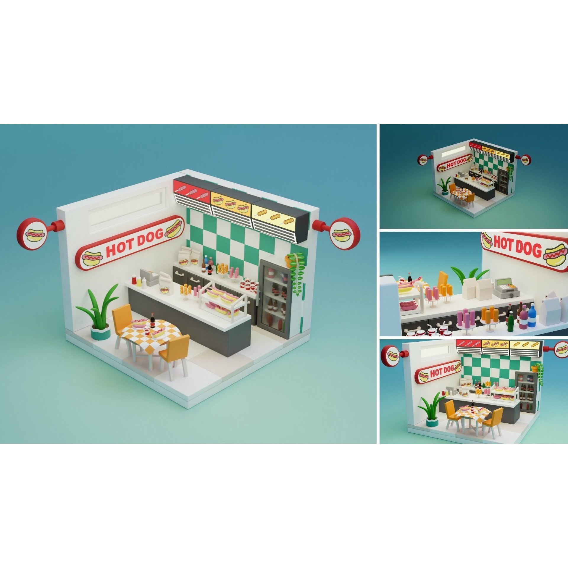 Cozy Cartoon Rooms 3D Model – Low Poly Interior Asset, FBX, OBJ - View 13