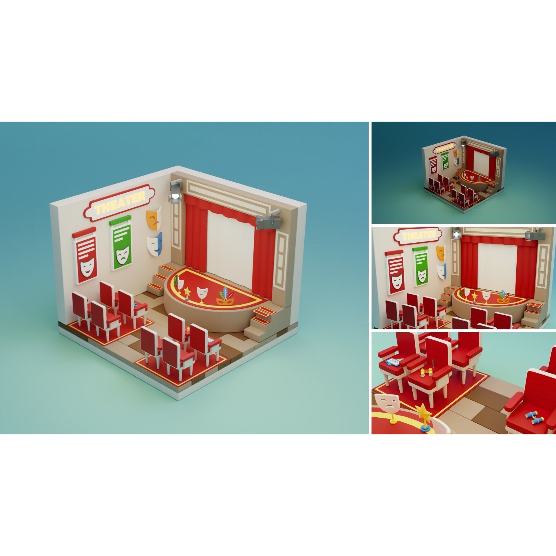 Cozy Cartoon Rooms 3D Model – Low Poly Interior Asset, FBX, OBJ - View 14