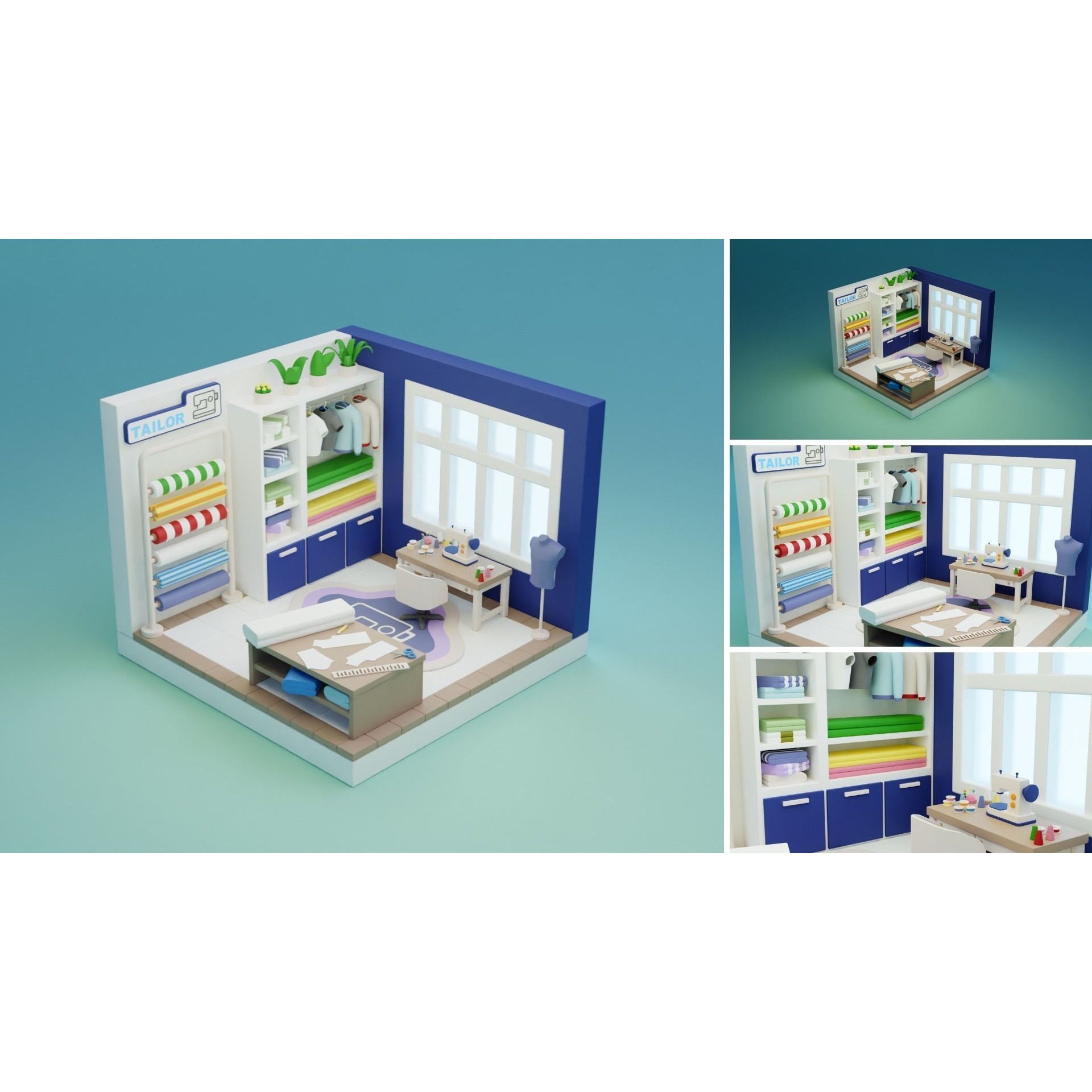 Cozy Cartoon Rooms 3D Model – Low Poly Interior Asset, FBX, OBJ - View 16