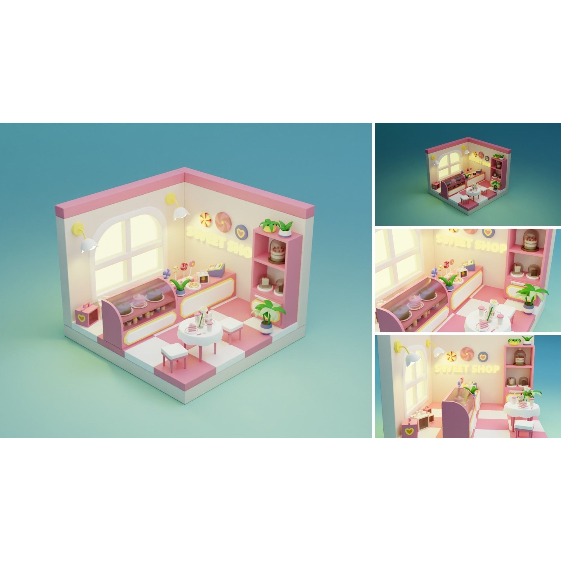 Cozy Cartoon Rooms 3D Model – Low Poly Interior Asset, FBX, OBJ - View 17