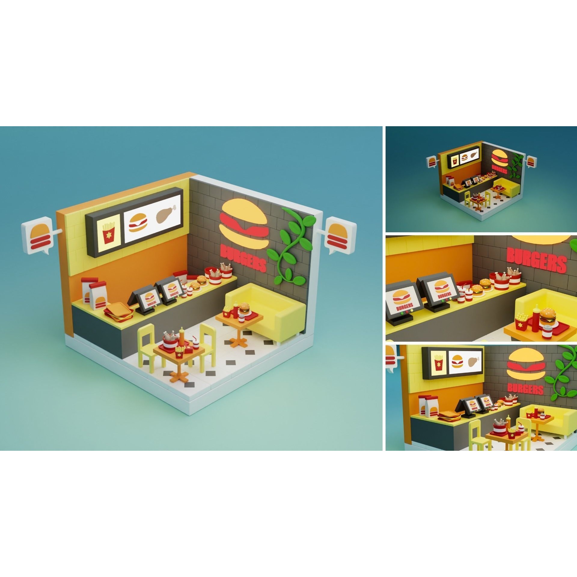 Cozy Cartoon Rooms 3D Model – Low Poly Interior Asset, FBX, OBJ - View 19