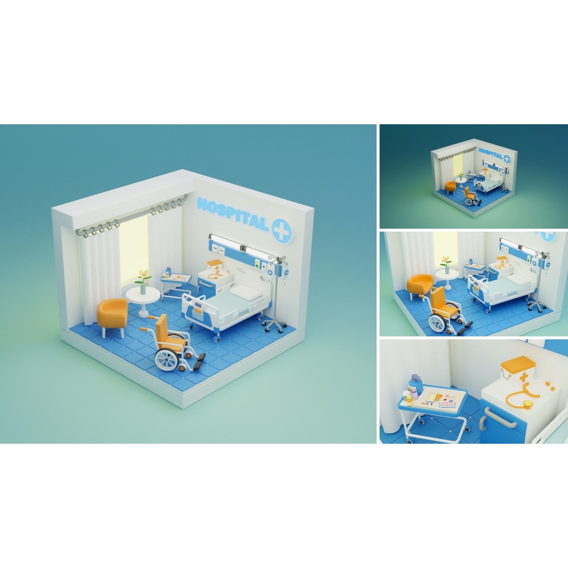 Cozy Cartoon Rooms 3D Model – Low Poly Interior Asset, FBX, OBJ - View 21