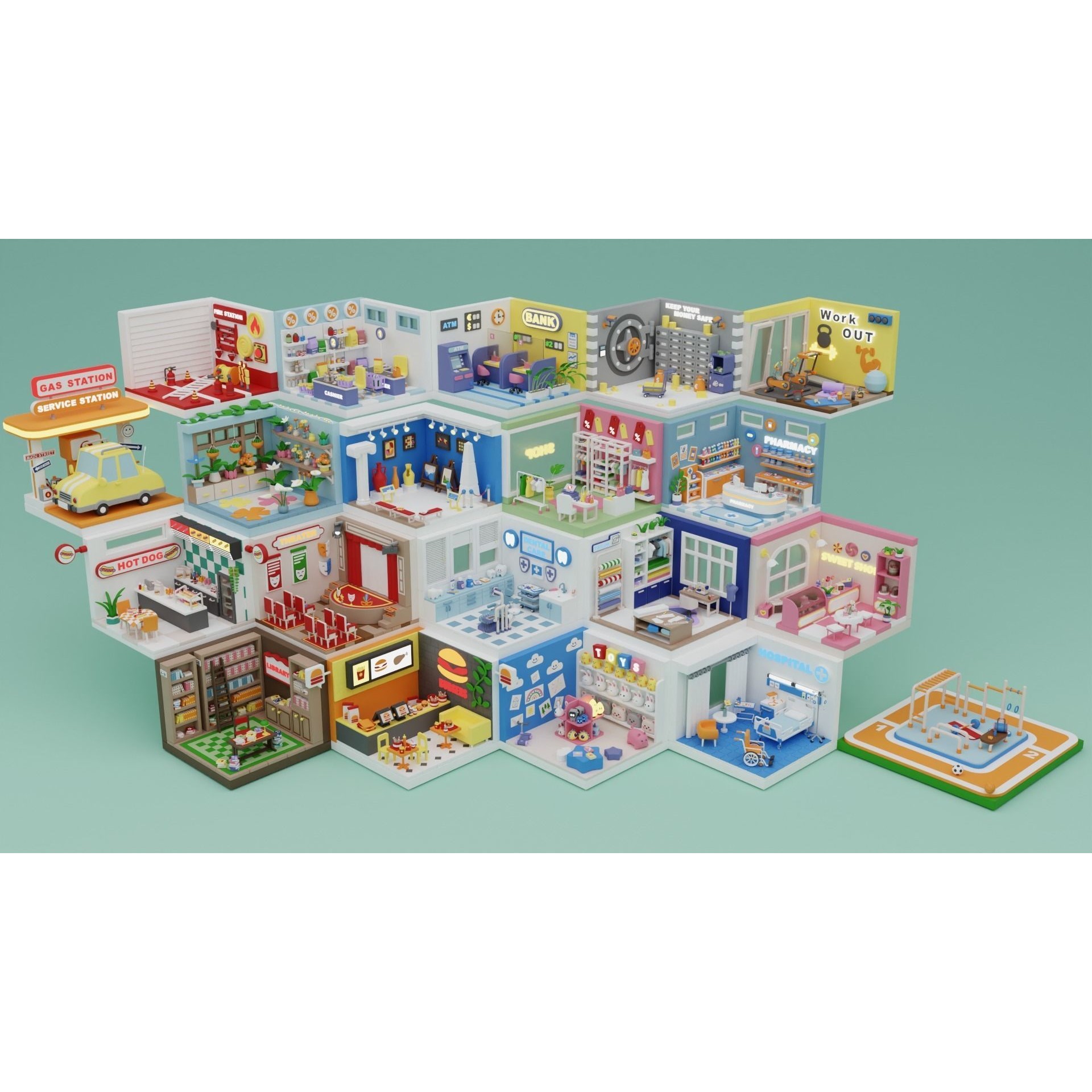 Cozy Cartoon Rooms 3D Model – Low Poly Interior Asset, FBX, OBJ - View 23