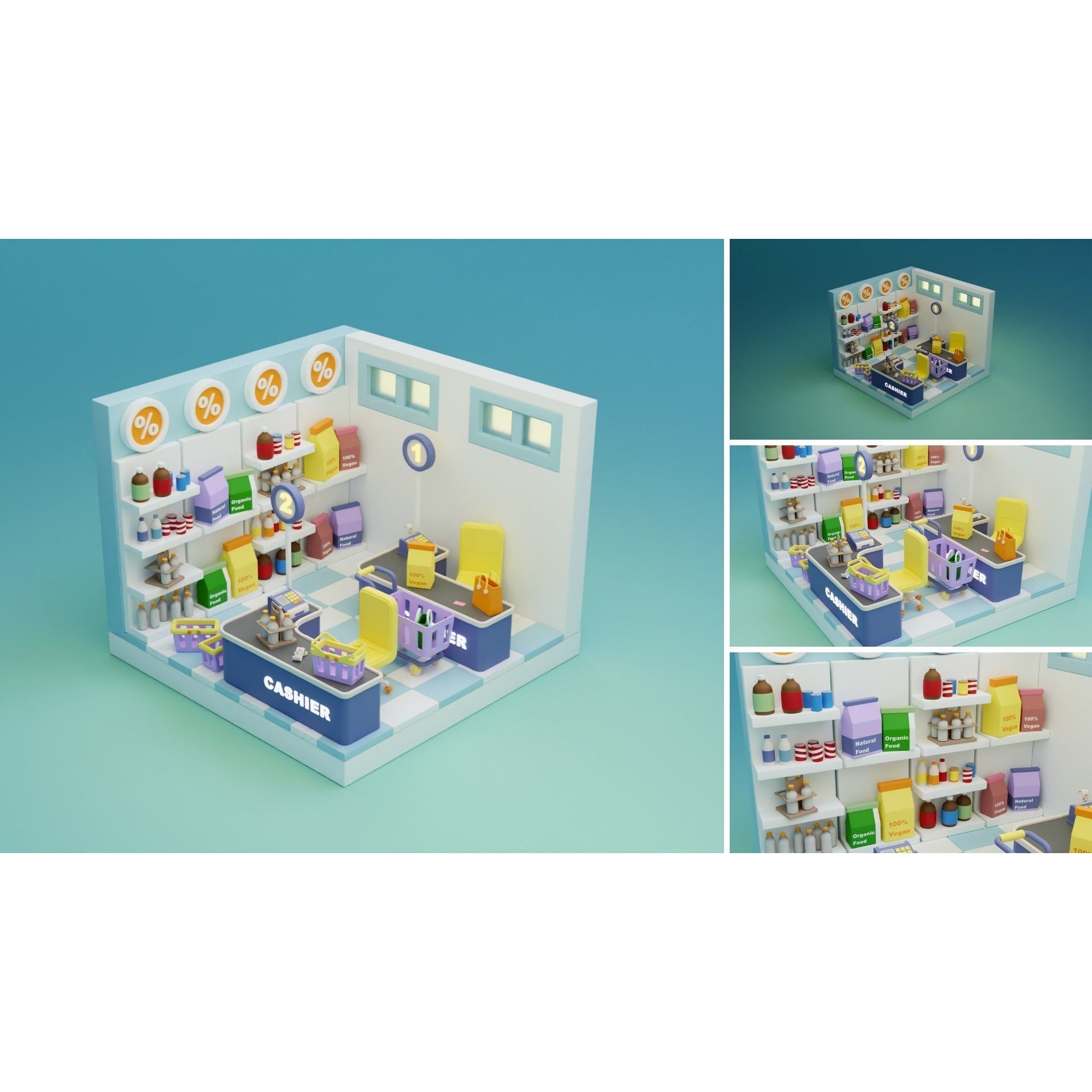 Cozy Cartoon Rooms 3D Model – Low Poly Interior Asset, FBX, OBJ - View 4