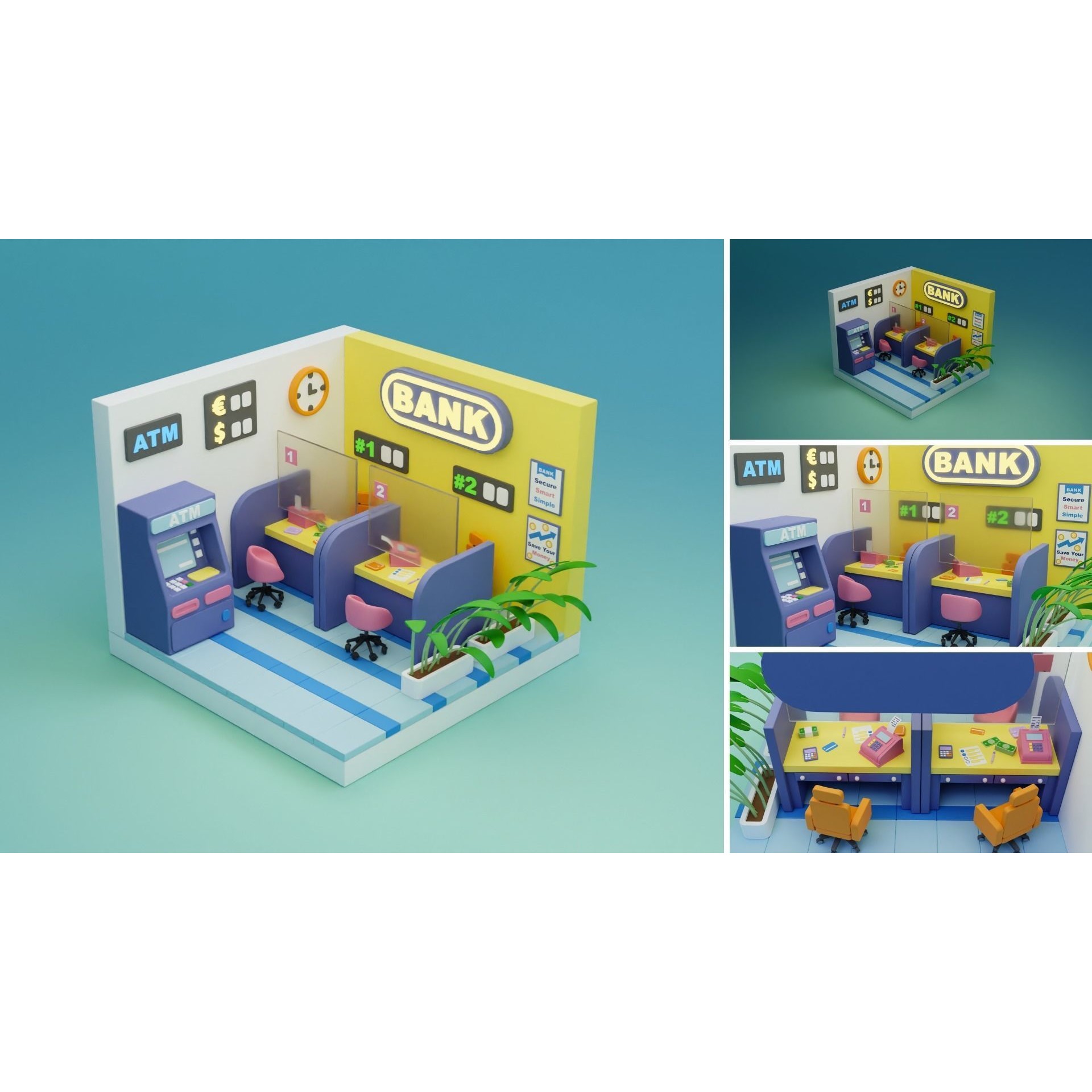 Cozy Cartoon Rooms 3D Model – Low Poly Interior Asset, FBX, OBJ - View 5