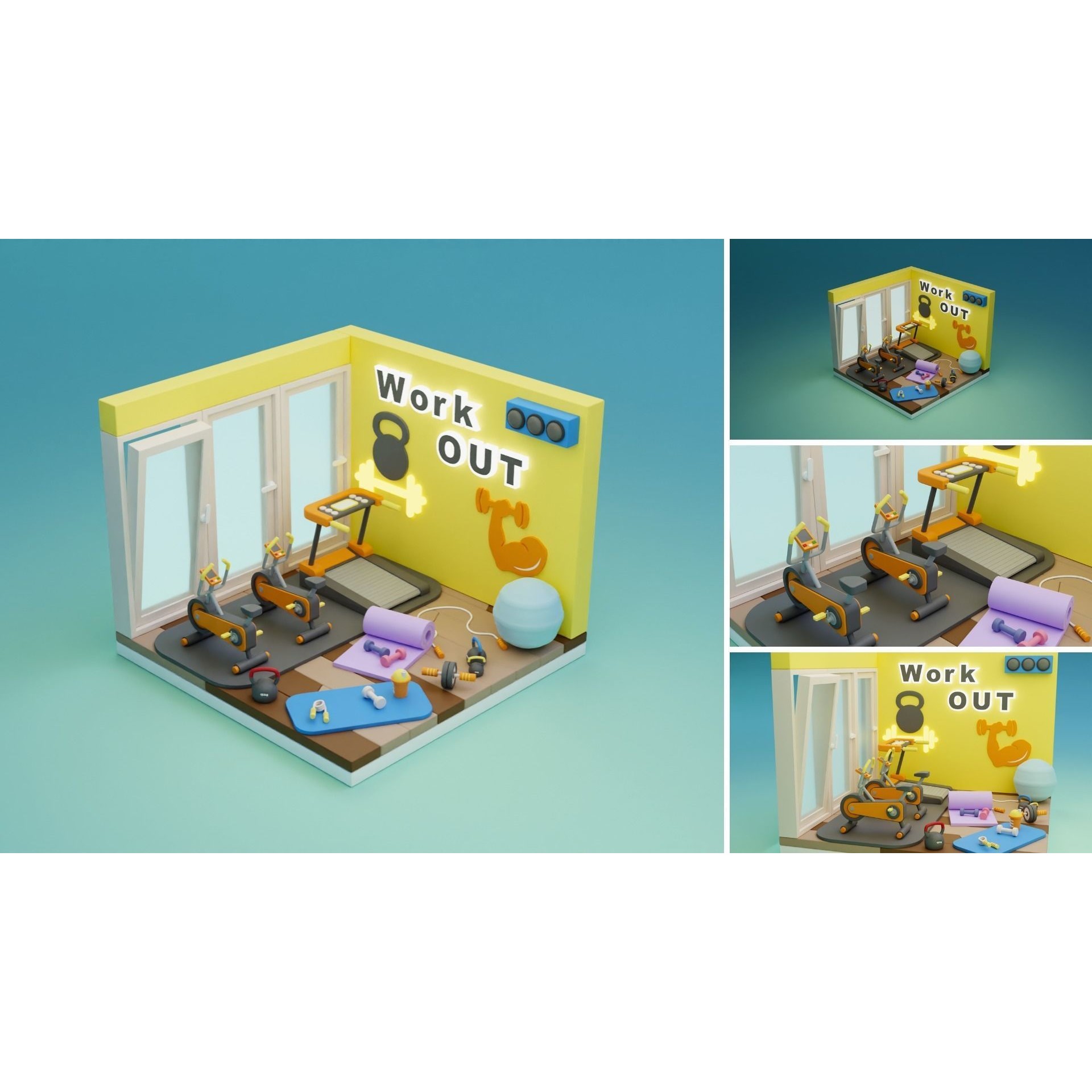 Cozy Cartoon Rooms 3D Model – Low Poly Interior Asset, FBX, OBJ - View 7