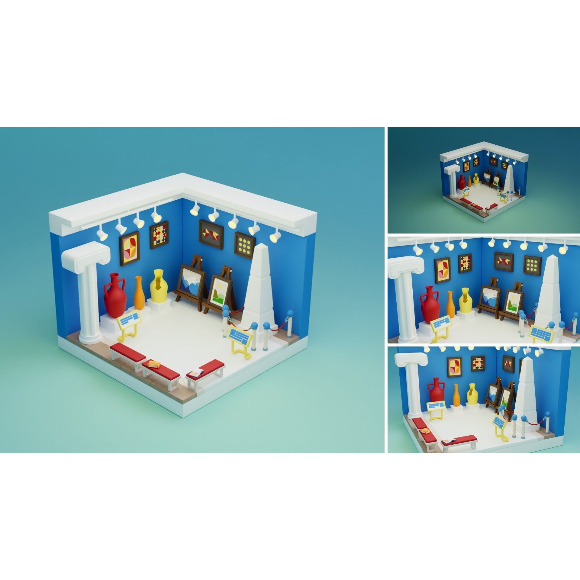 Cozy Cartoon Rooms 3D Model – Low Poly Interior Asset, FBX, OBJ - View 9