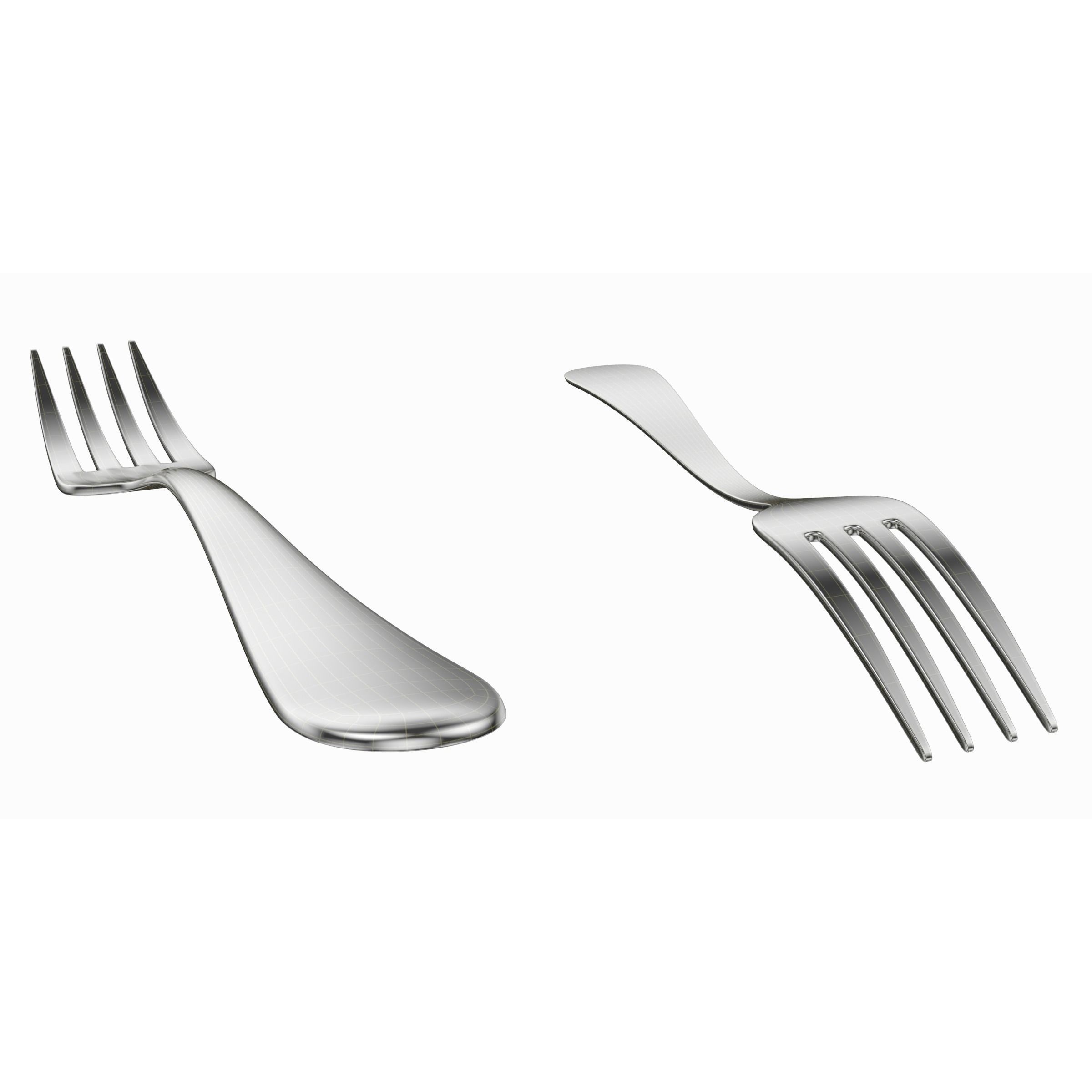 Cutlery 3D Model – Low Poly Dinner Knife, Fork, Spoon, FBX - View 12