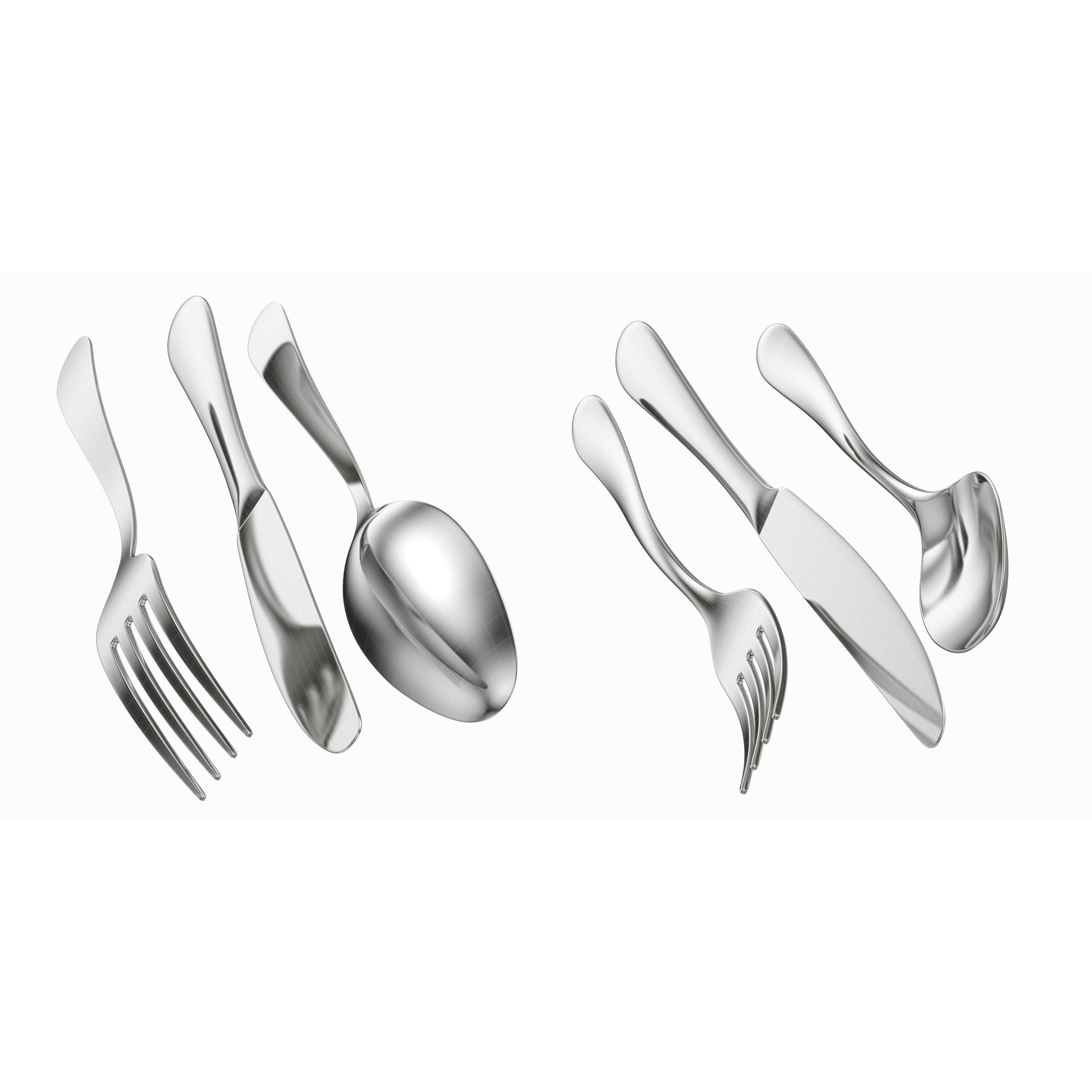 Cutlery 3D Model – Low Poly Dinner Knife, Fork, Spoon, FBX - View 16