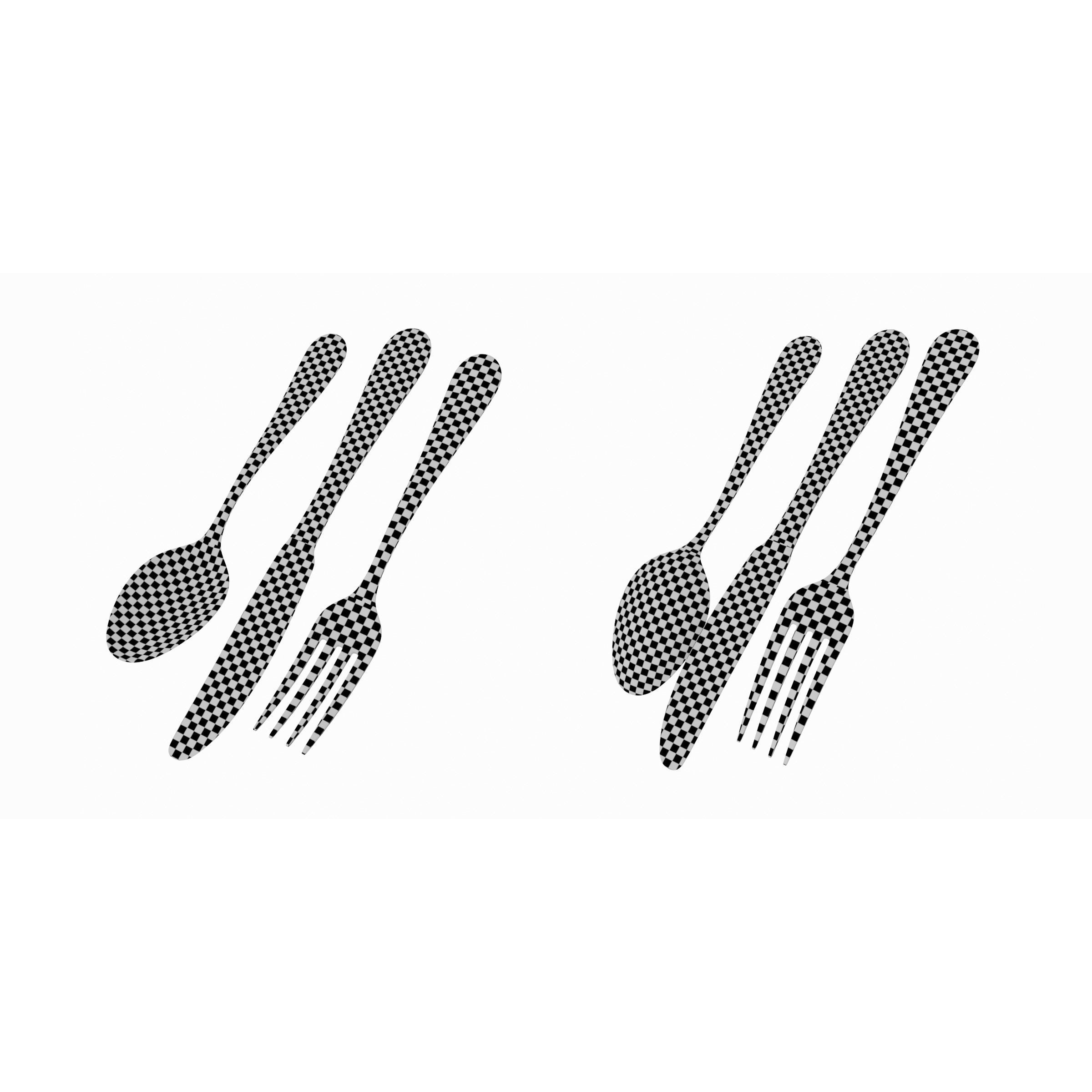 Cutlery 3D Model – Low Poly Dinner Knife, Fork, Spoon, FBX - View 17