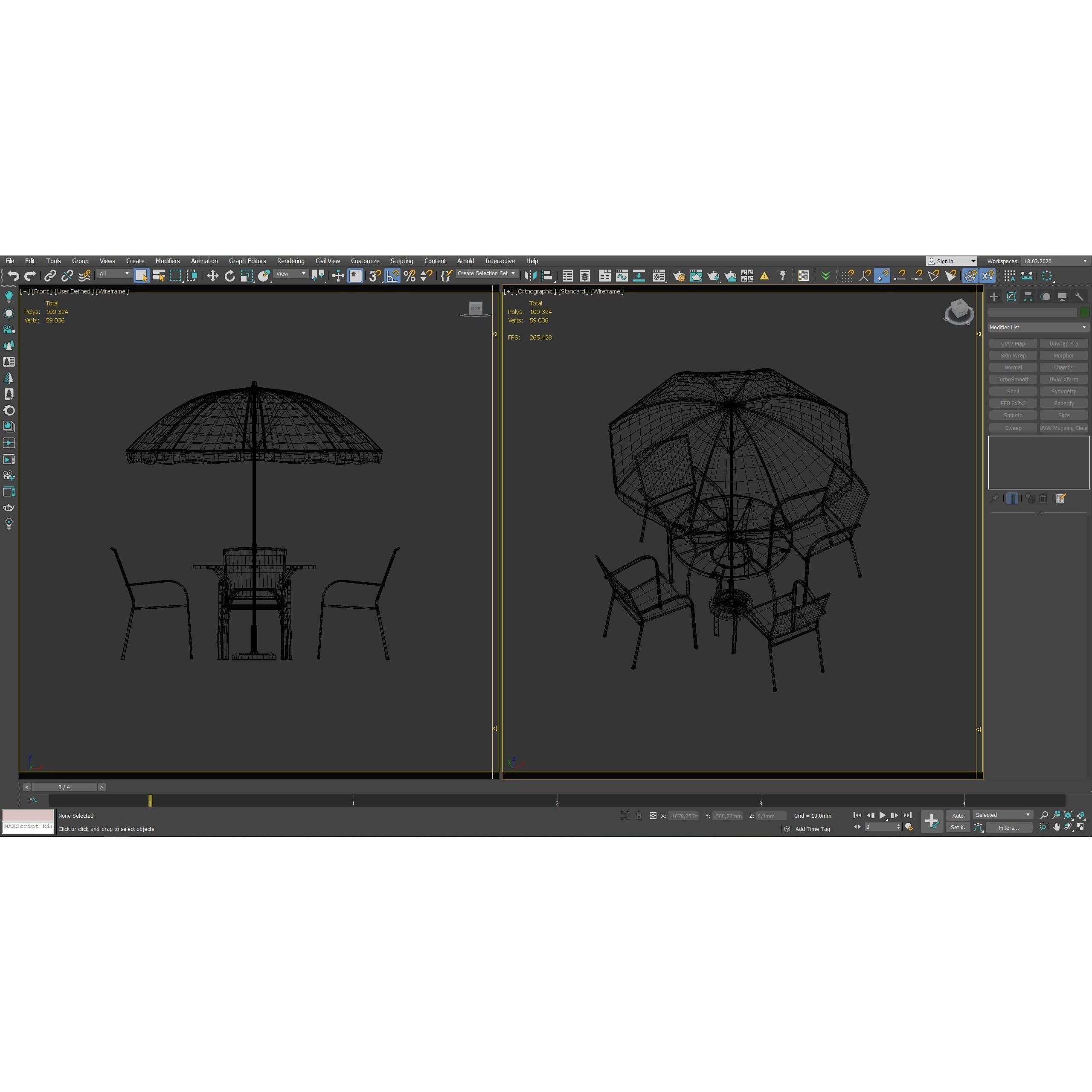 Brenner Round Dining Set 3D Model – Patio Furniture with Umbrella