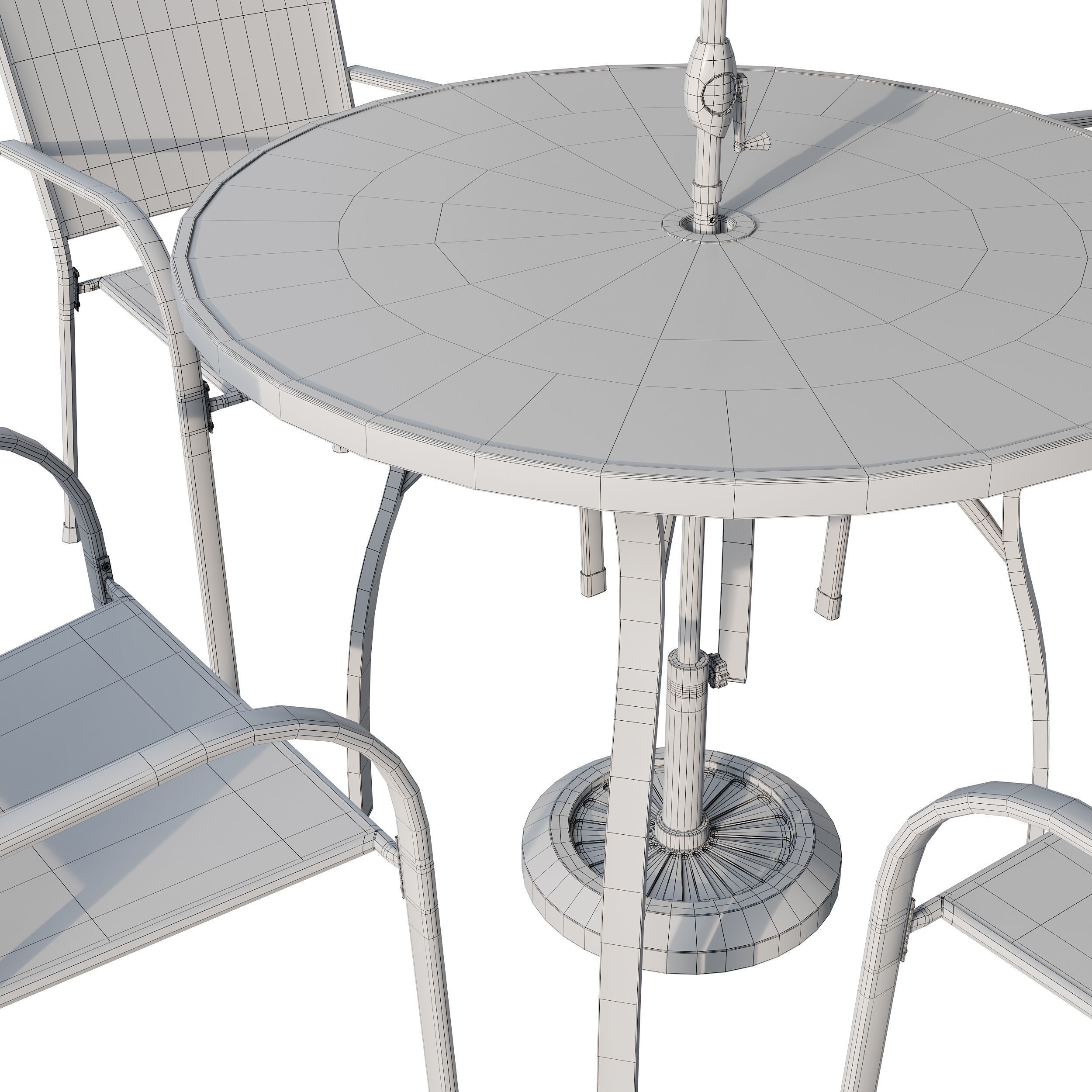 Brenner Round Dining Set 3D Model – Patio Furniture with Umbrella - View 10