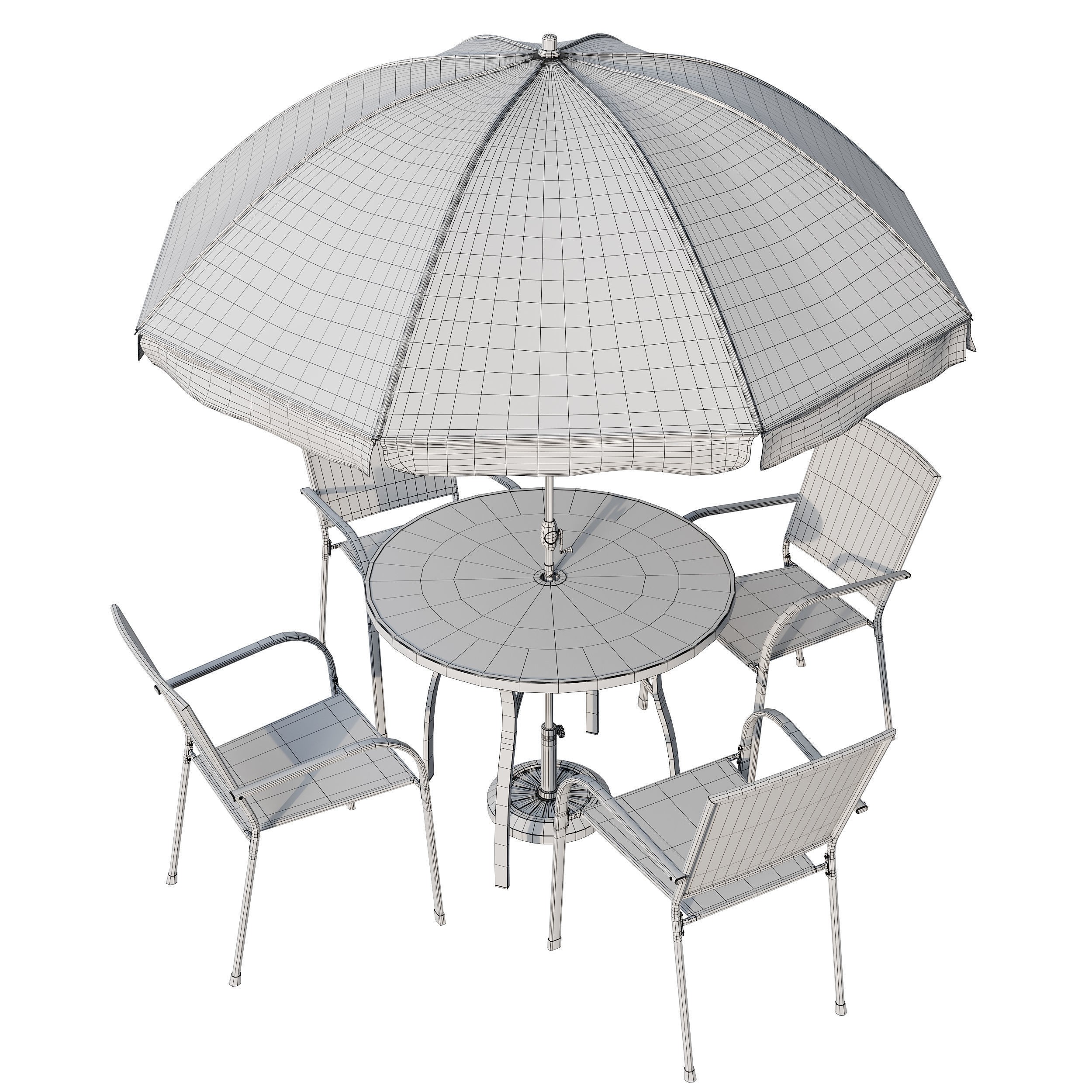 Brenner Round Dining Set 3D Model – Patio Furniture with Umbrella - View 11