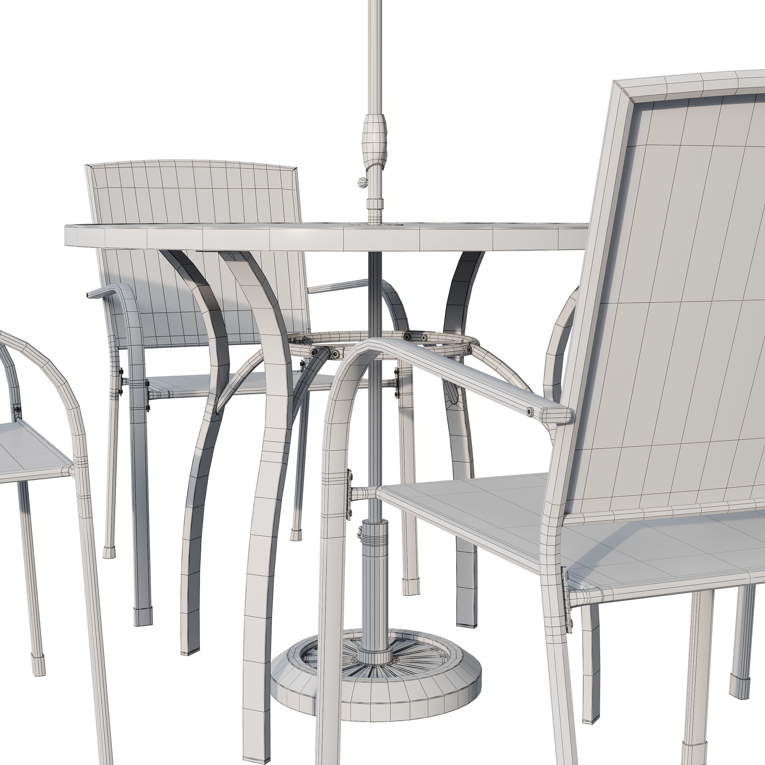 Brenner Round Dining Set 3D Model – Patio Furniture with Umbrella - View 12
