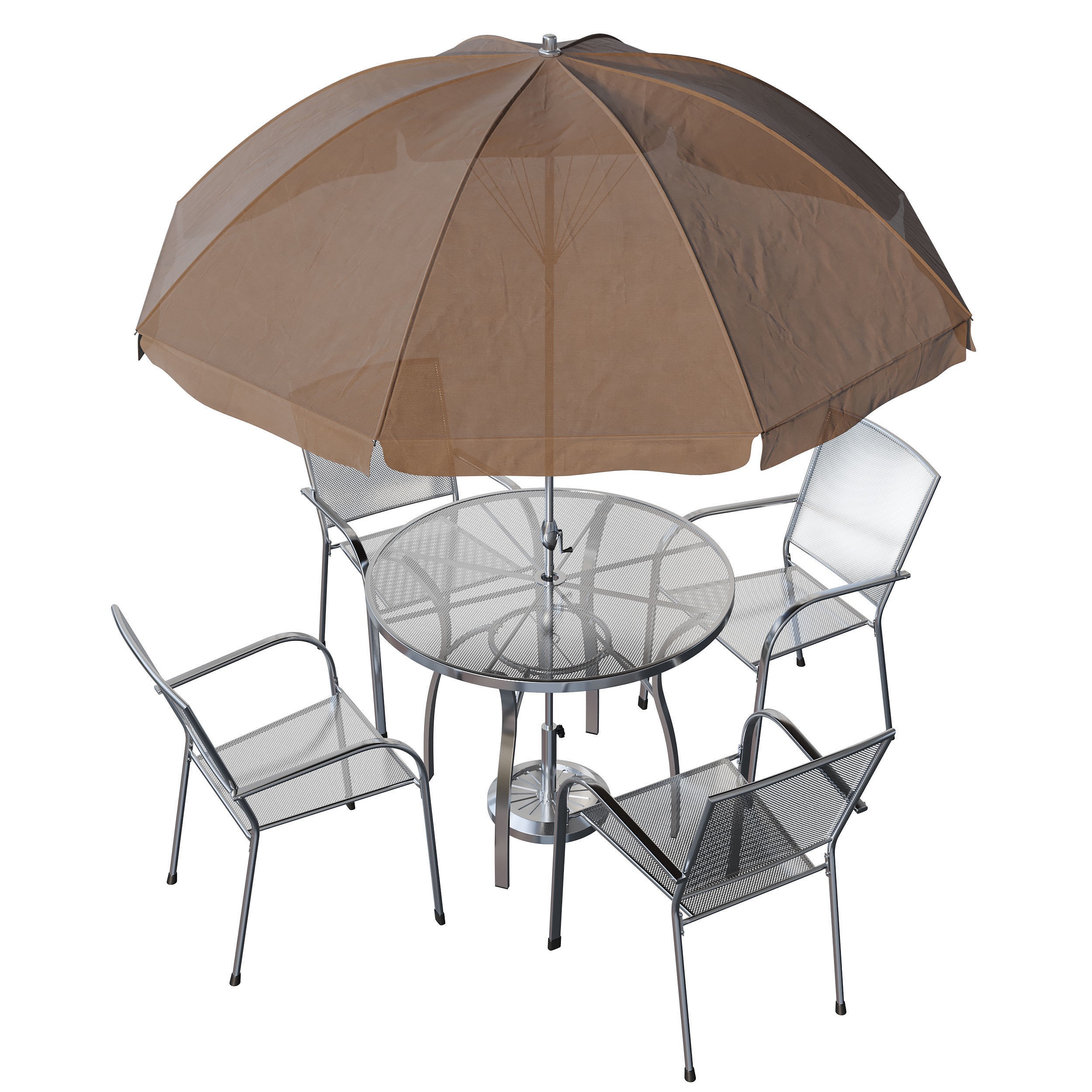 Brenner Round Dining Set 3D Model – Patio Furniture with Umbrella - View 4