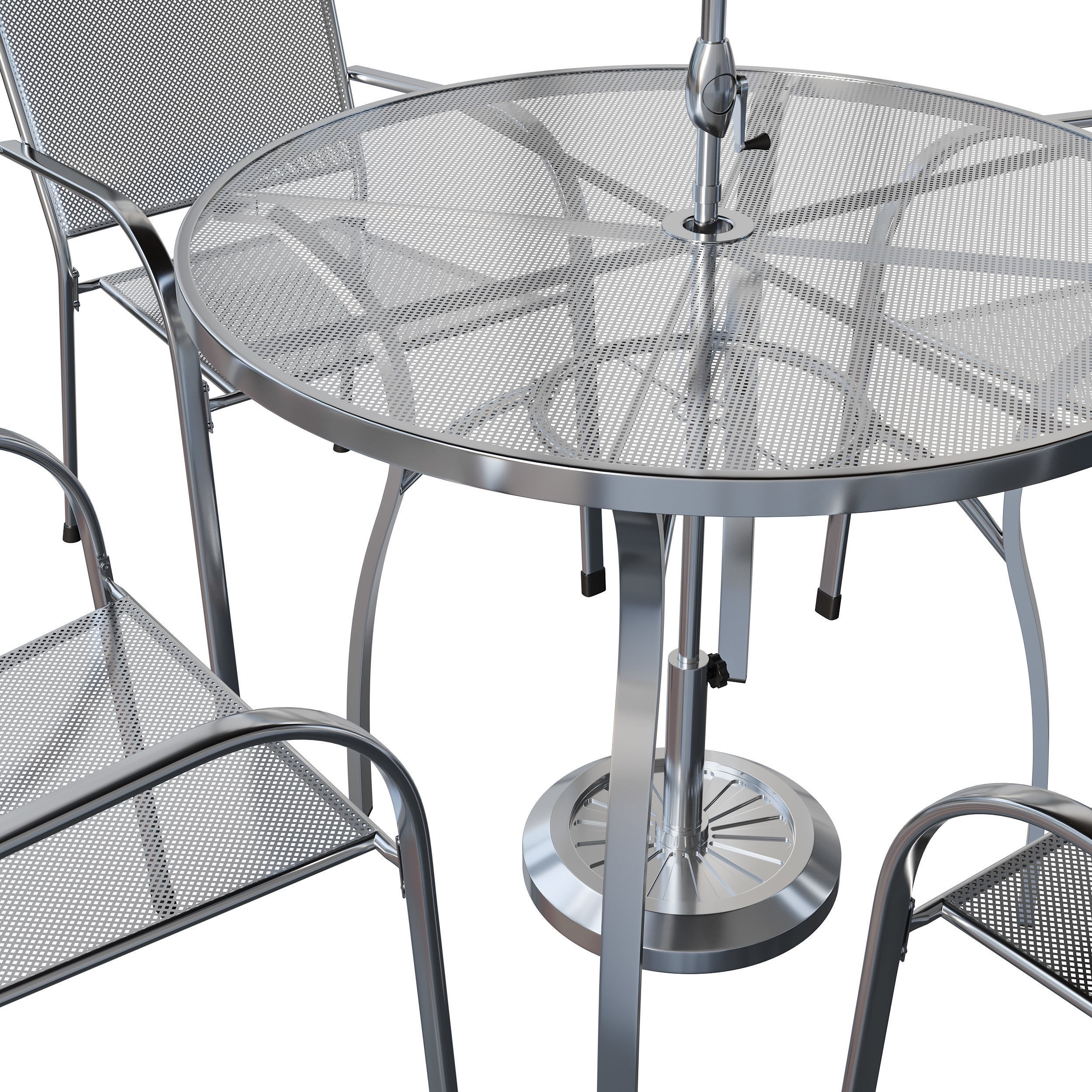 Brenner Round Dining Set 3D Model – Patio Furniture with Umbrella - View 5