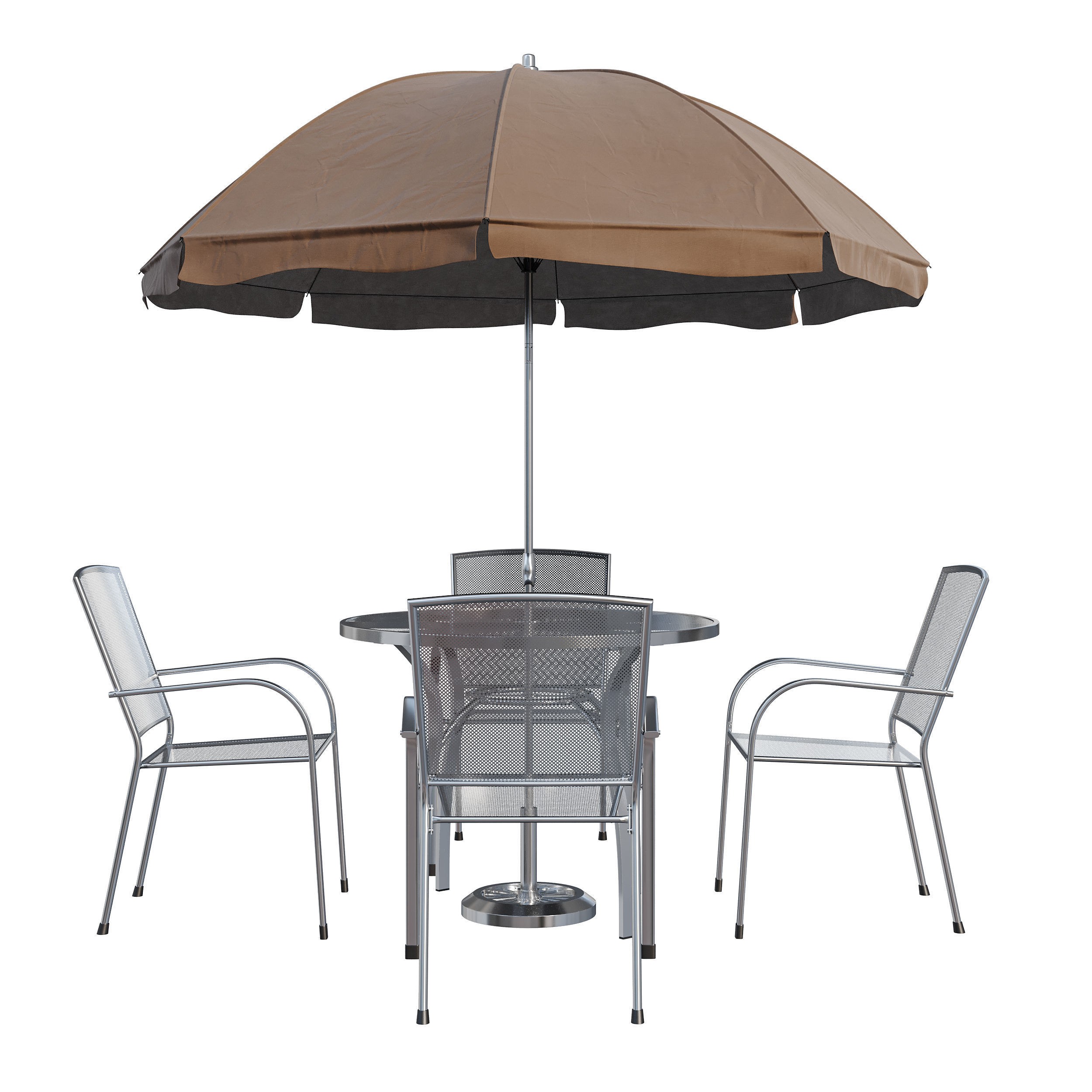 Brenner Round Dining Set 3D Model – Patio Furniture with Umbrella - View 6