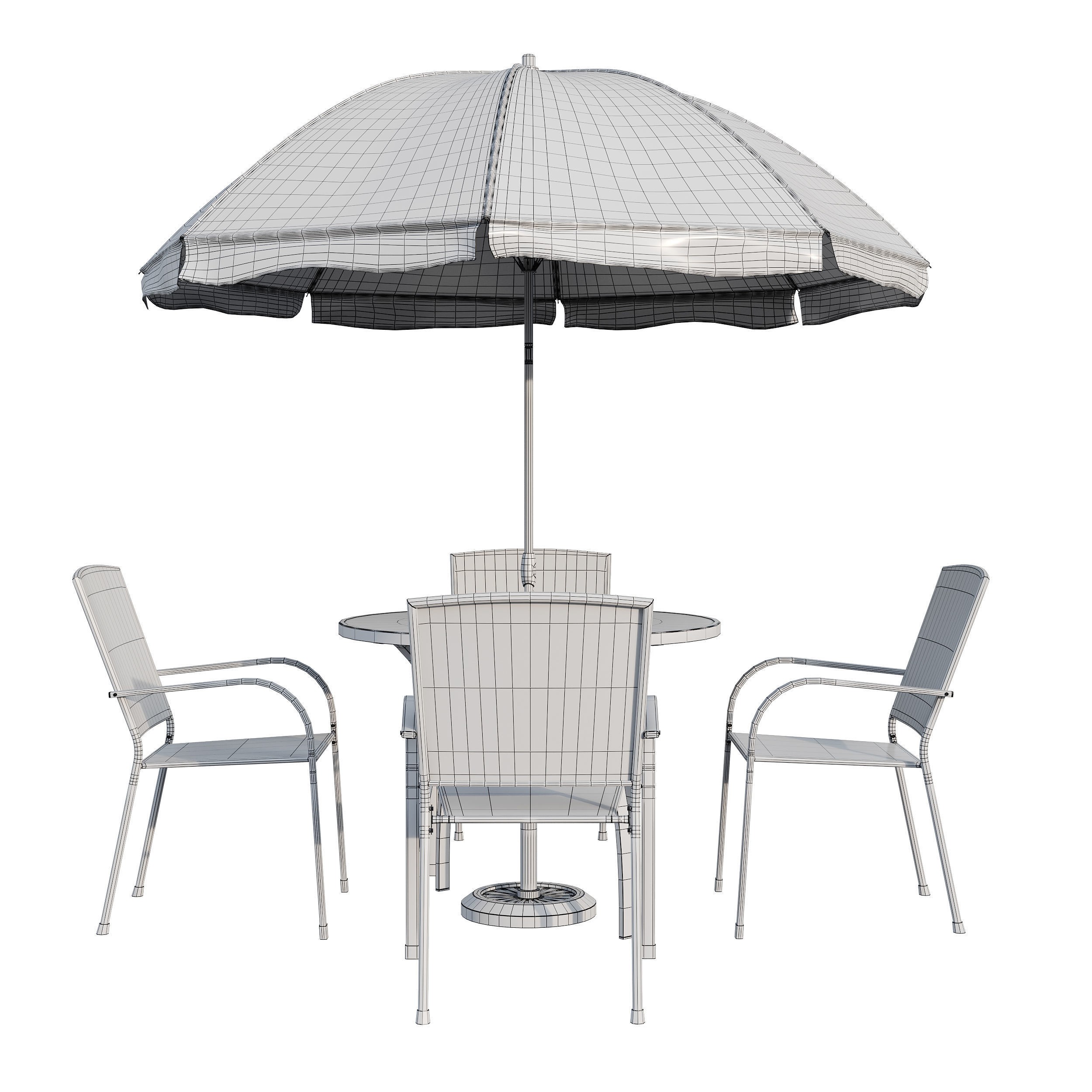 Brenner Round Dining Set 3D Model – Patio Furniture with Umbrella - View 9