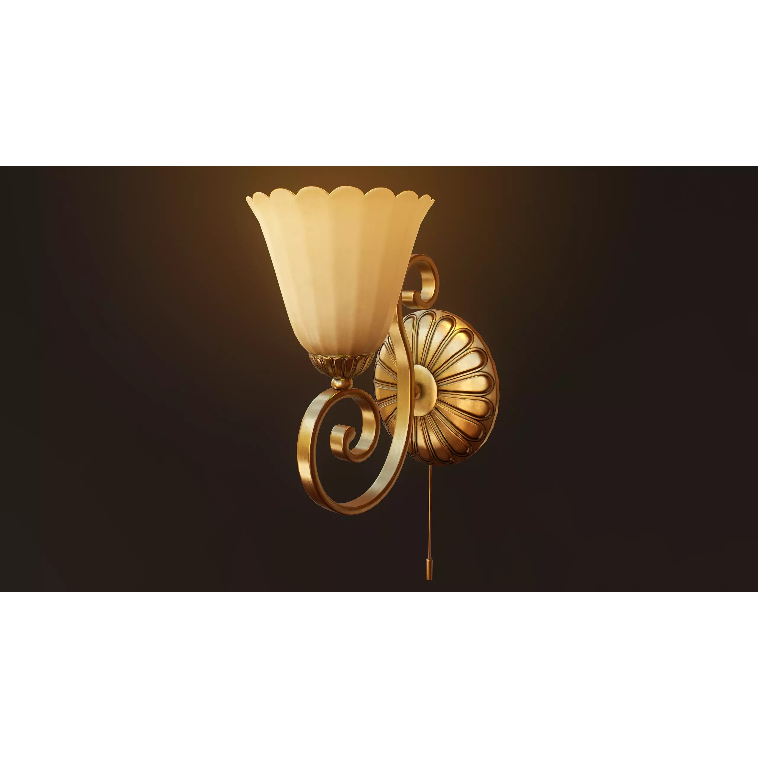 Victorian Wall Lamp 3D Model – Low Poly Game Ready PBR Asset, FBX - View 2