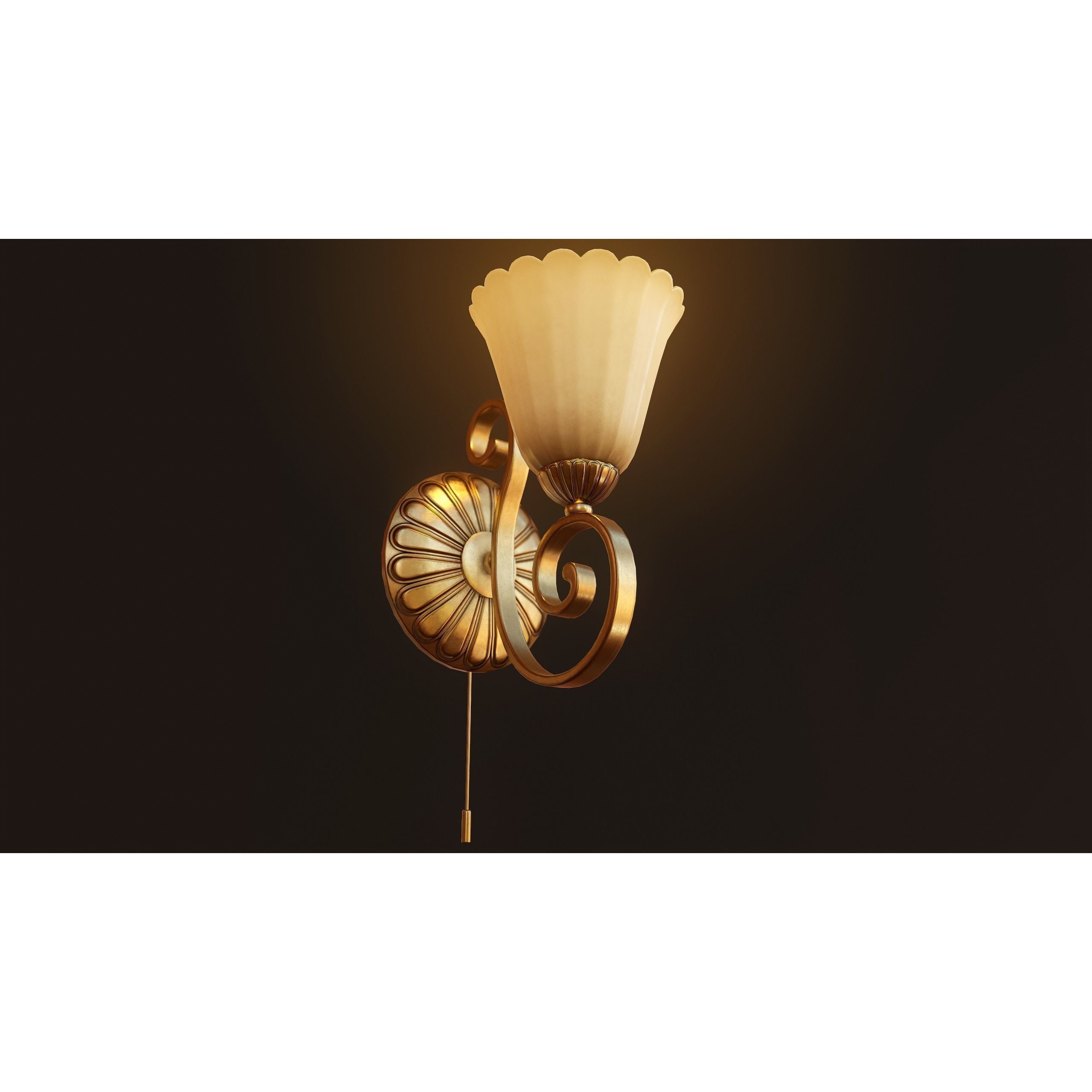 Victorian Wall Lamp 3D Model – Low Poly Game Ready PBR Asset, FBX - View 3
