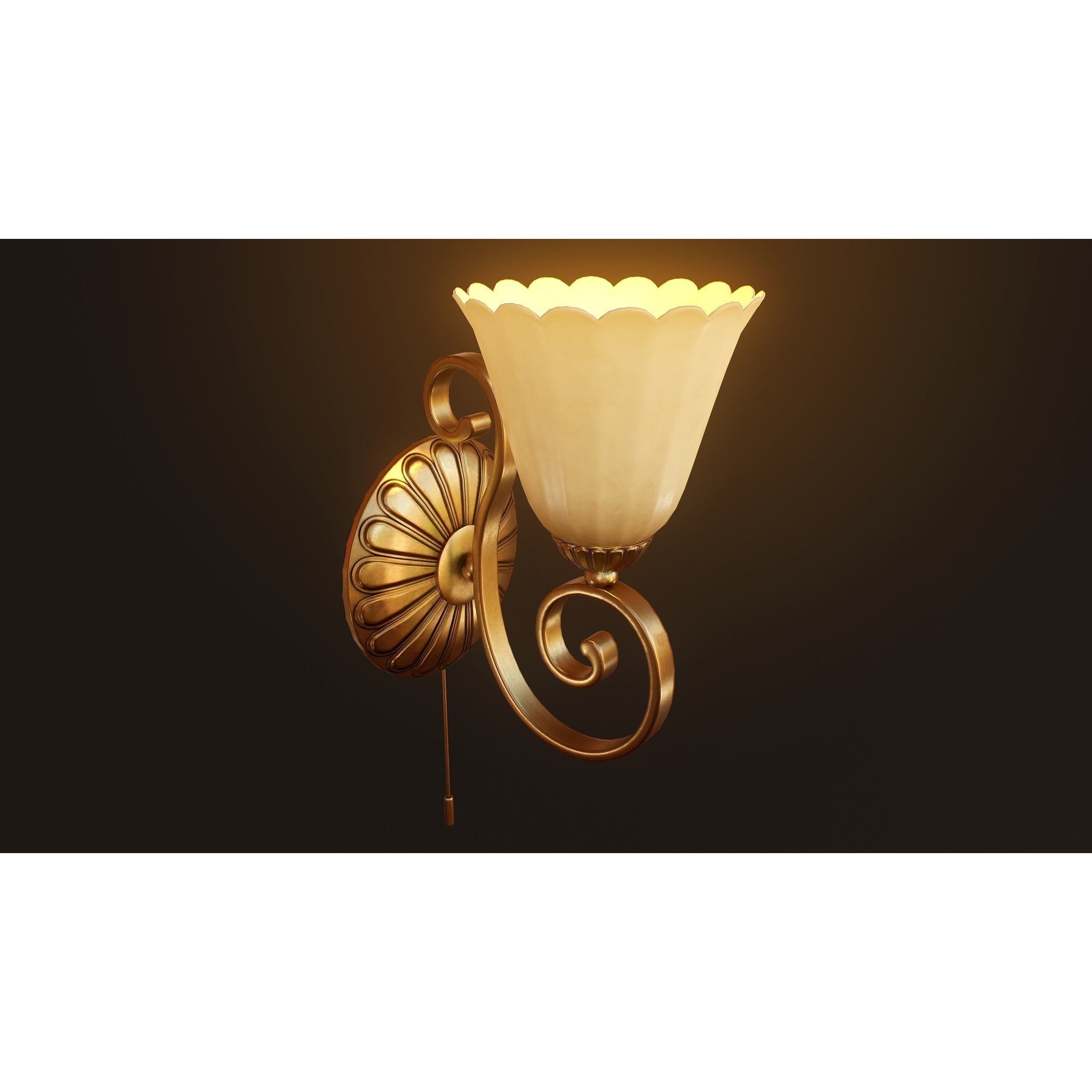 Victorian Wall Lamp 3D Model – Low Poly Game Ready PBR Asset, FBX - View 4