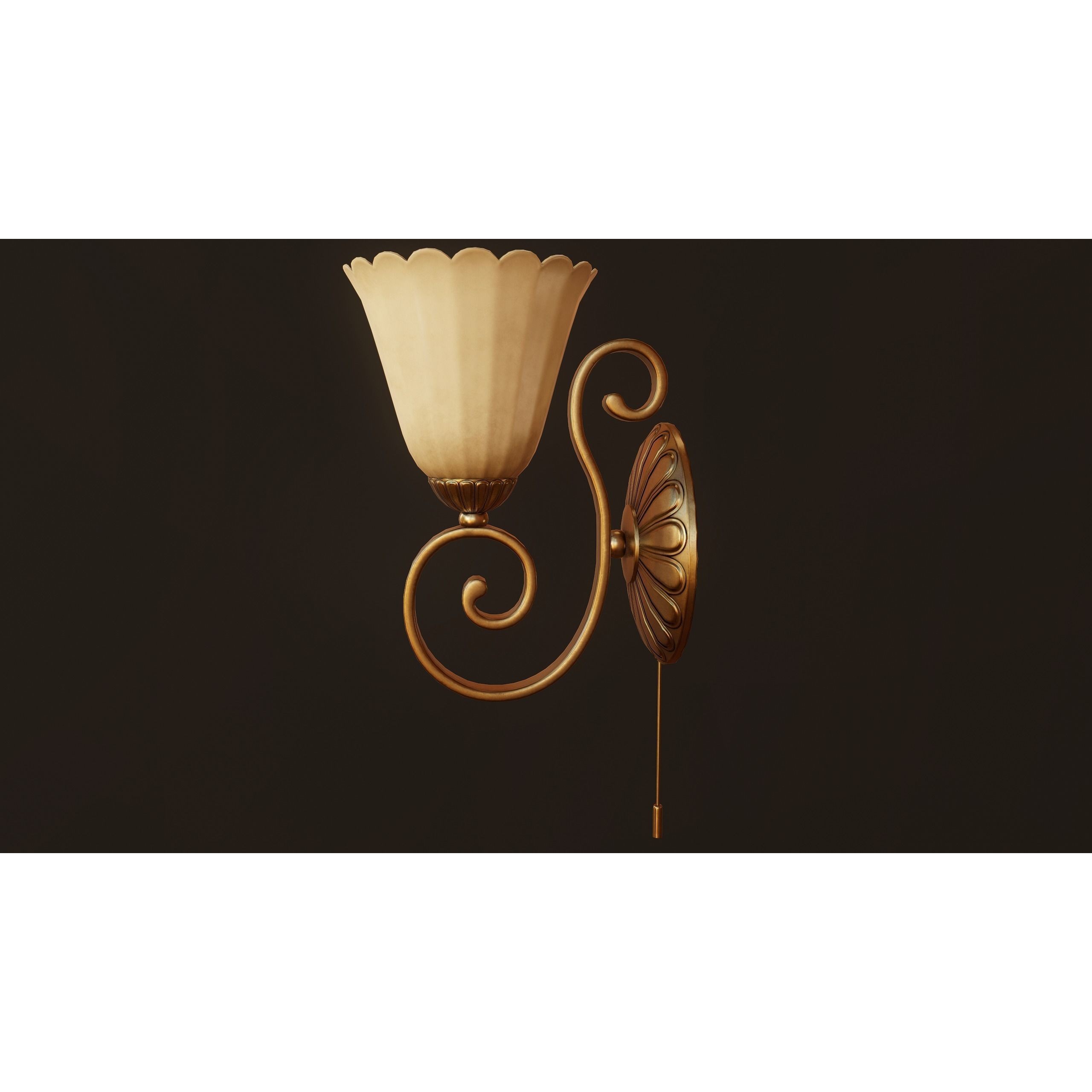Victorian Wall Lamp 3D Model – Low Poly Game Ready PBR Asset, FBX - View 7