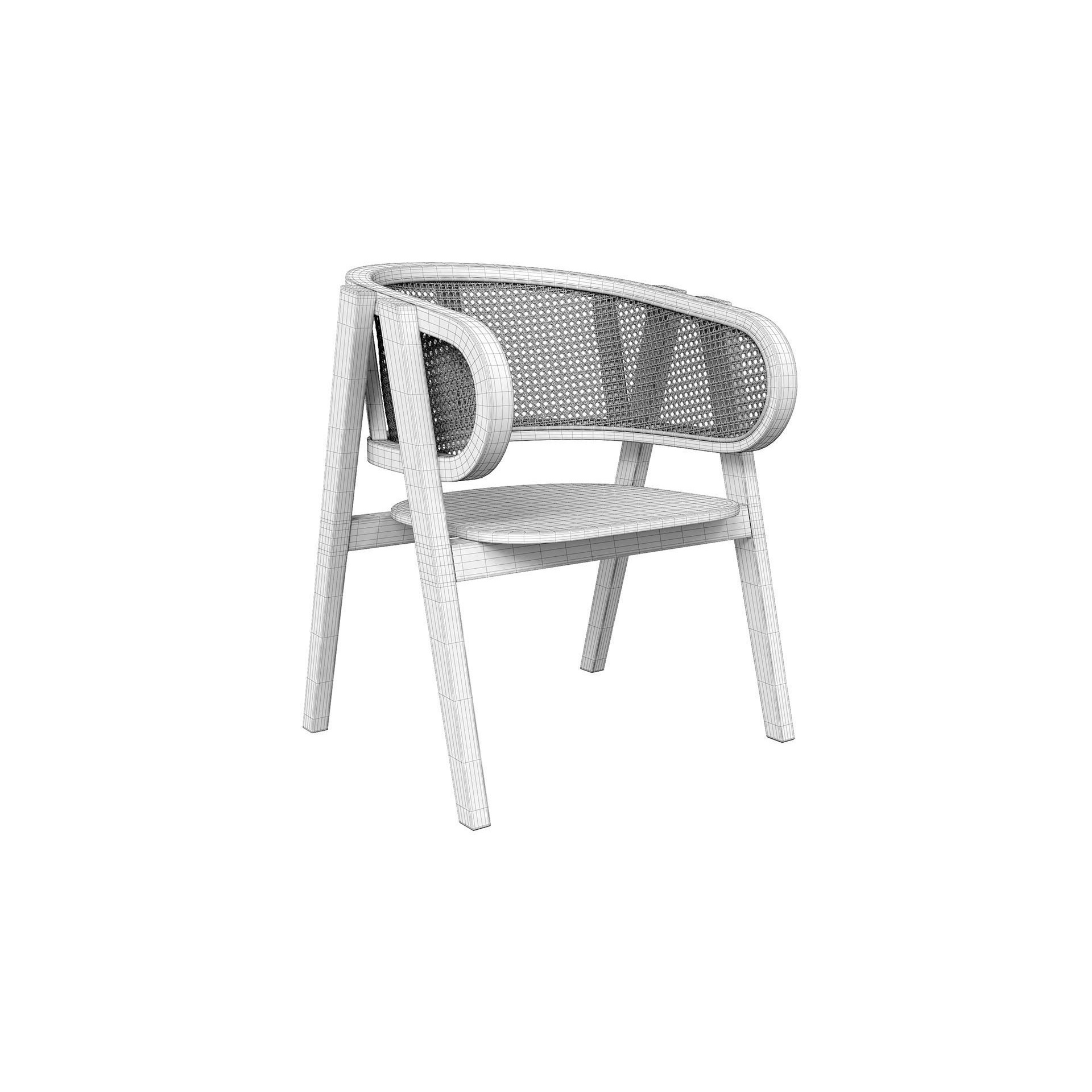 Black Rattan Chair 3D Model – High Poly Game-Ready Asset, FBX