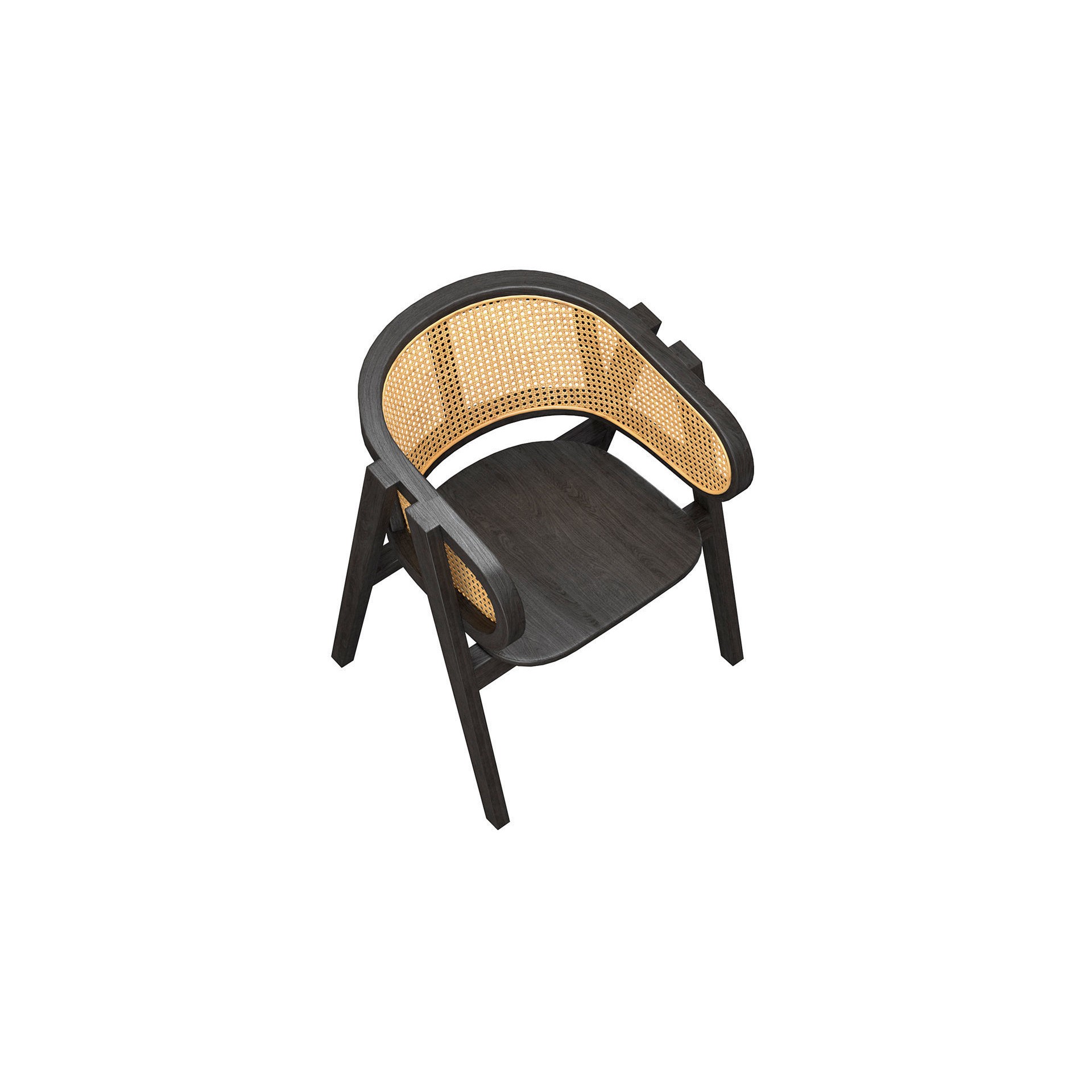 Black Rattan Chair 3D Model – High Poly Game-Ready Asset, FBX - View 8