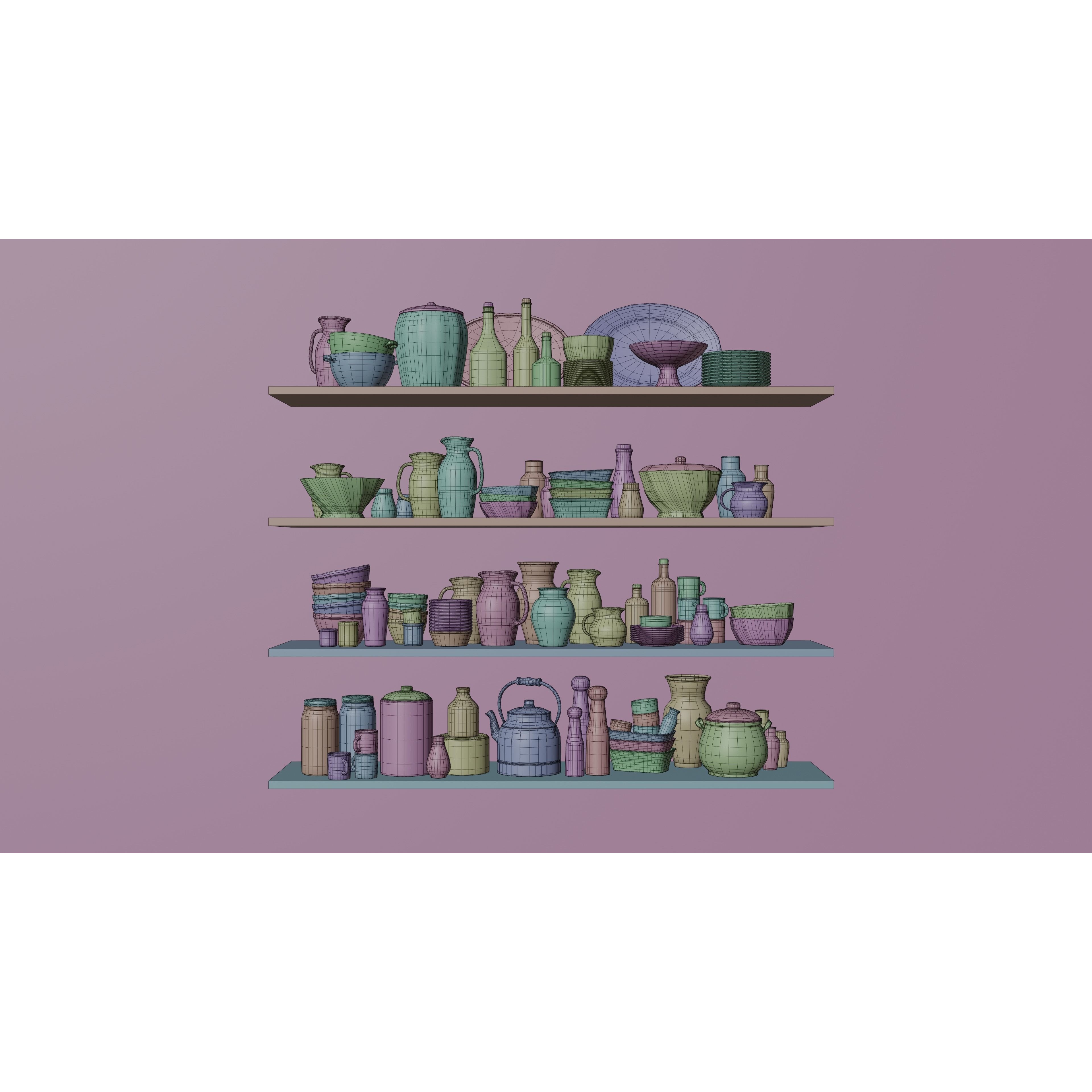 Kitchen Accessories 3D Model – High-Quality Textured Tableware, FBX, OBJ - View 10