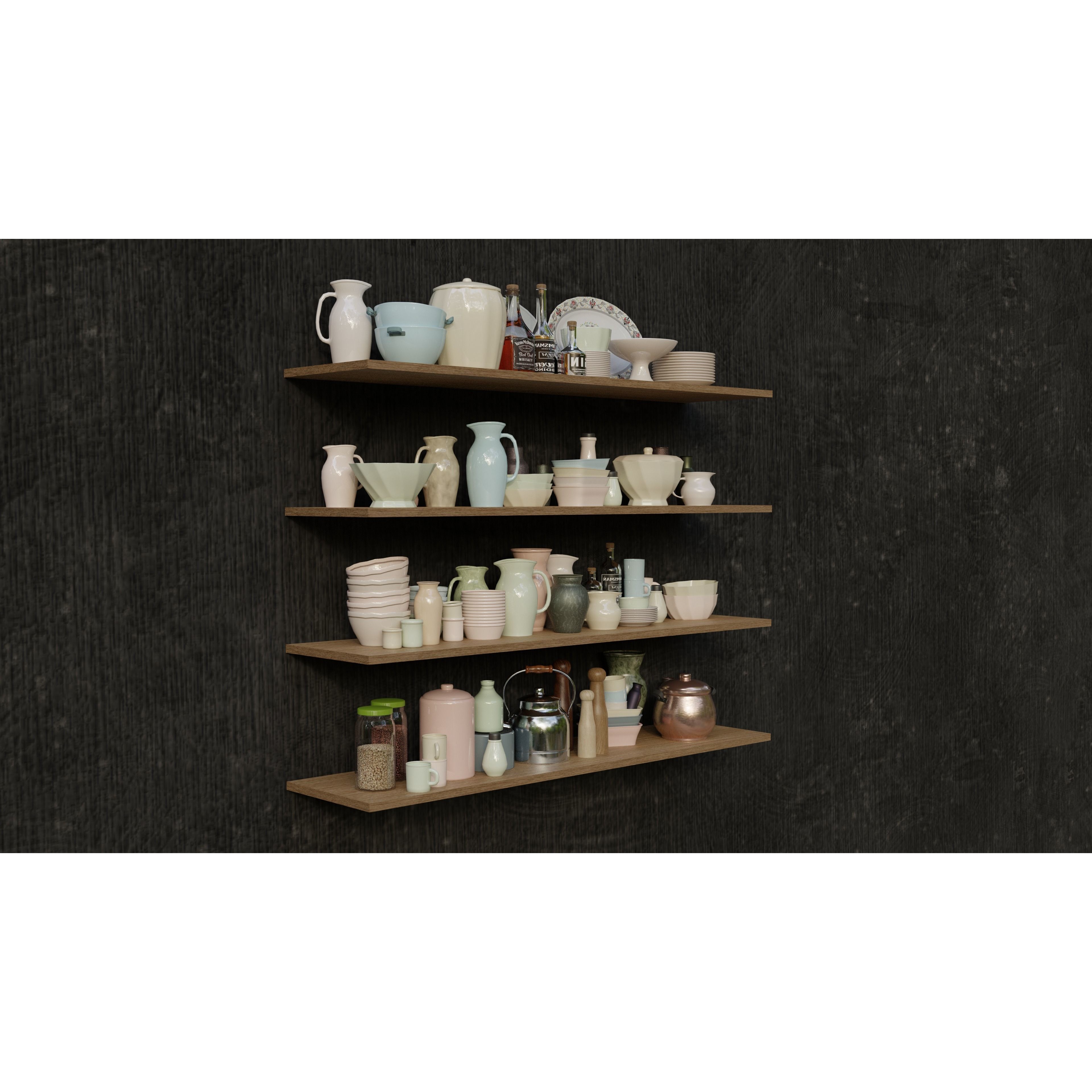 Kitchen Accessories 3D Model – High-Quality Textured Tableware, FBX, OBJ - View 4
