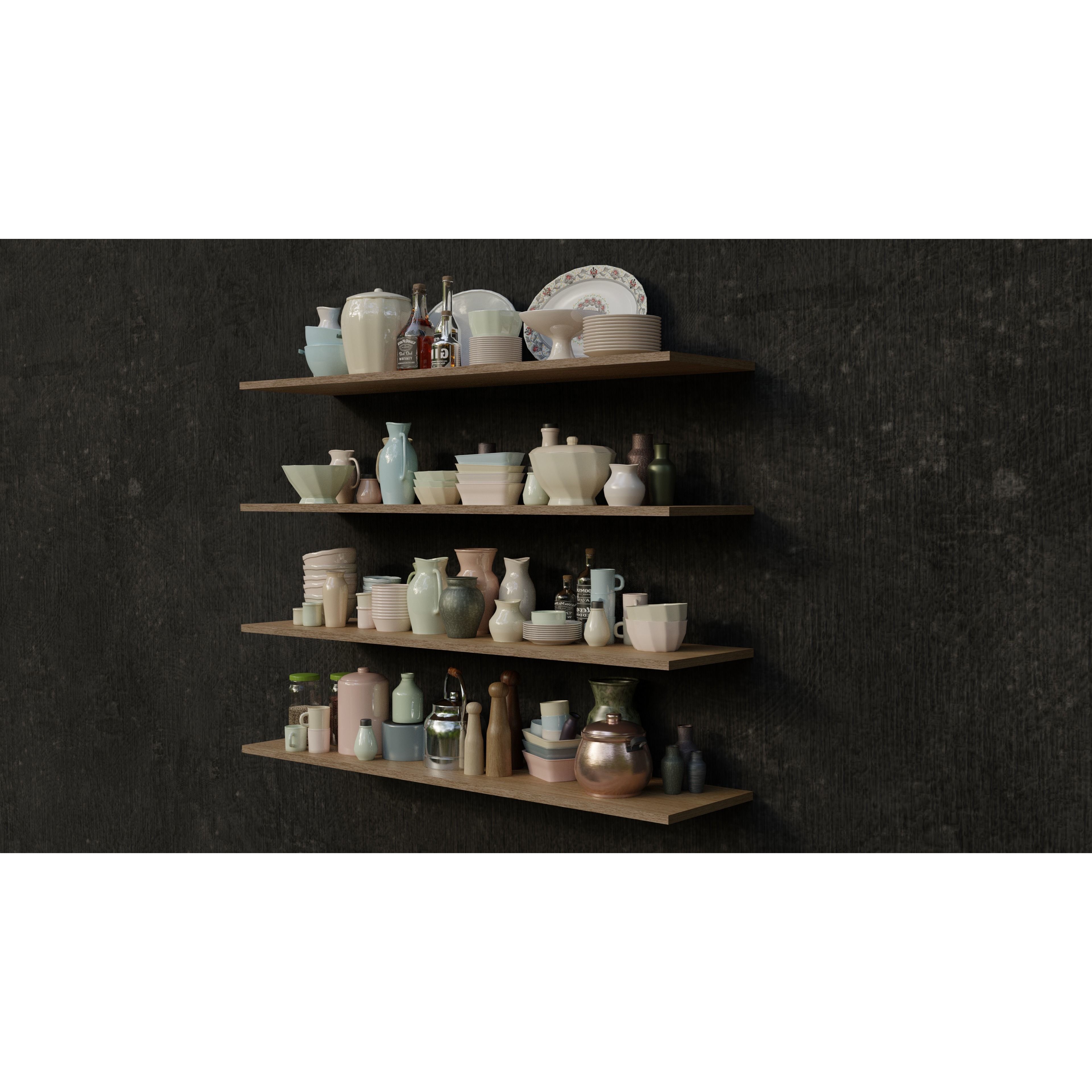 Kitchen Accessories 3D Model – High-Quality Textured Tableware, FBX, OBJ - View 5