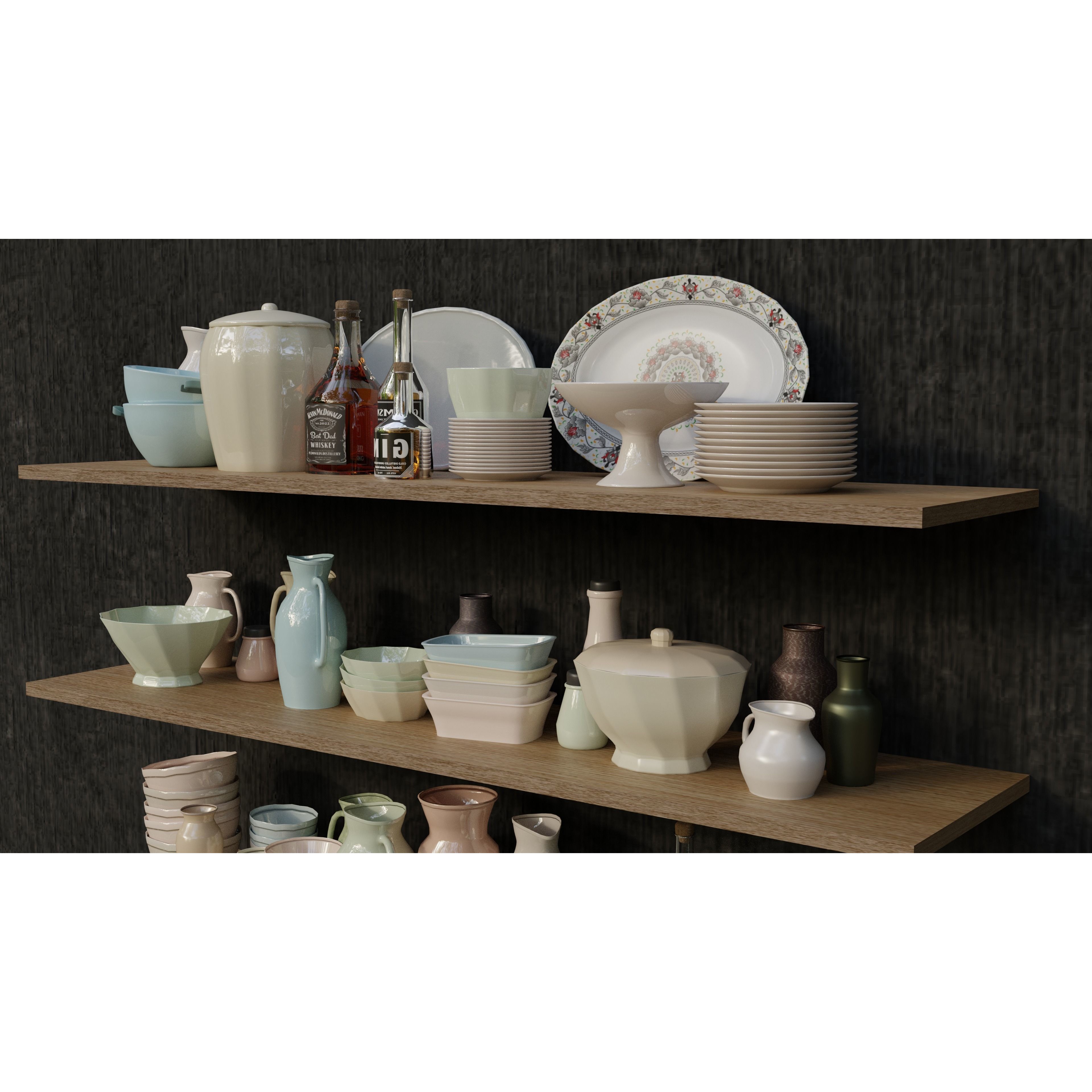 Kitchen Accessories 3D Model – High-Quality Textured Tableware, FBX, OBJ - View 6