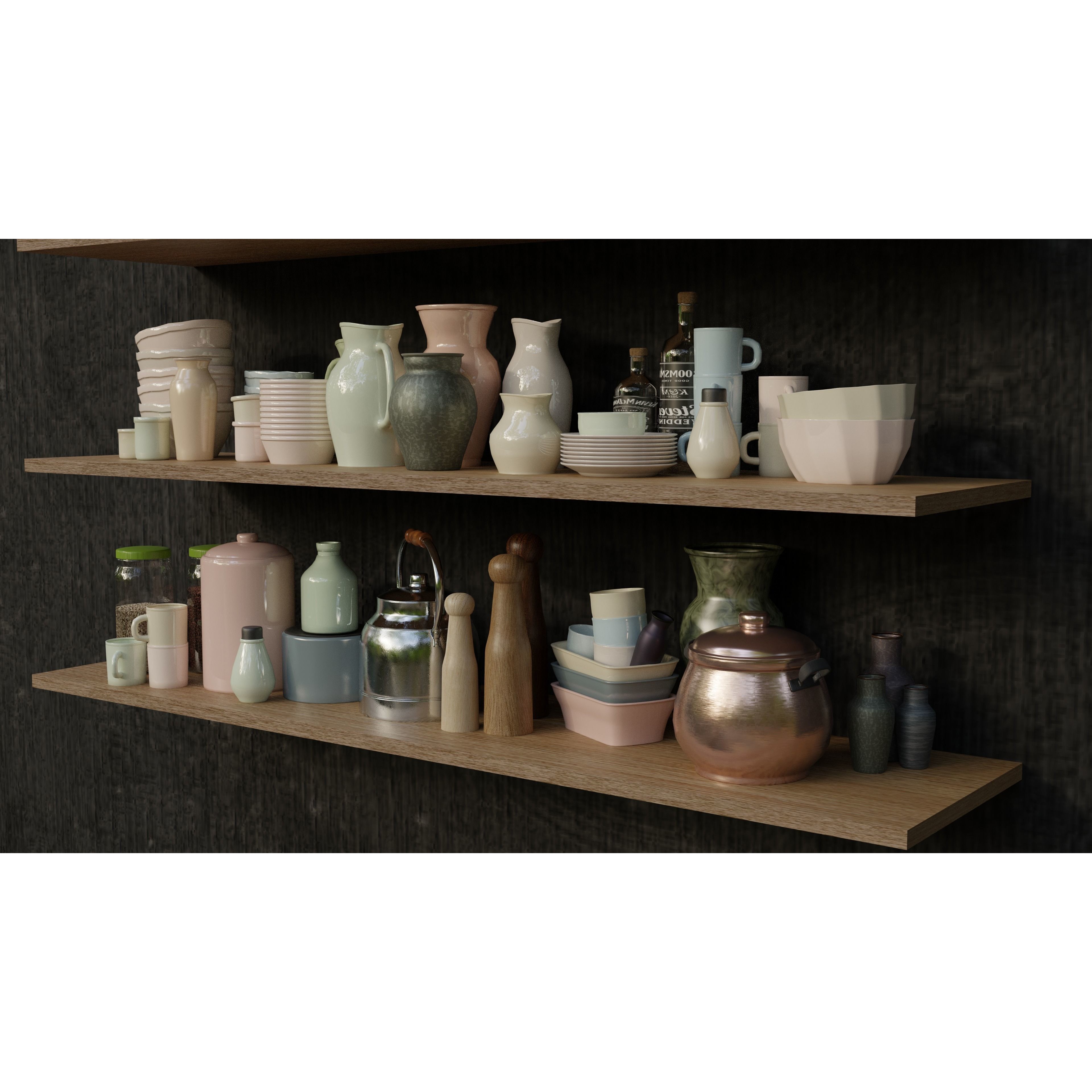 Kitchen Accessories 3D Model – High-Quality Textured Tableware, FBX, OBJ - View 7