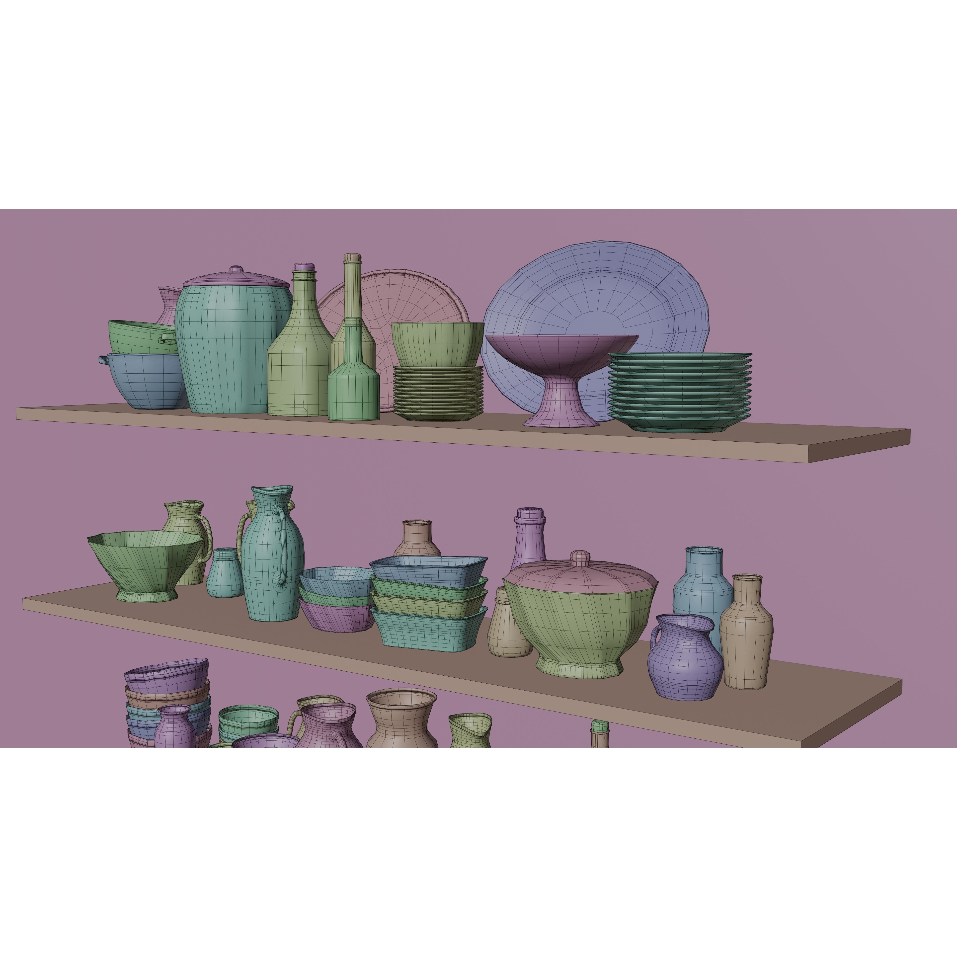 Kitchen Accessories 3D Model – High-Quality Textured Tableware, FBX, OBJ - View 8