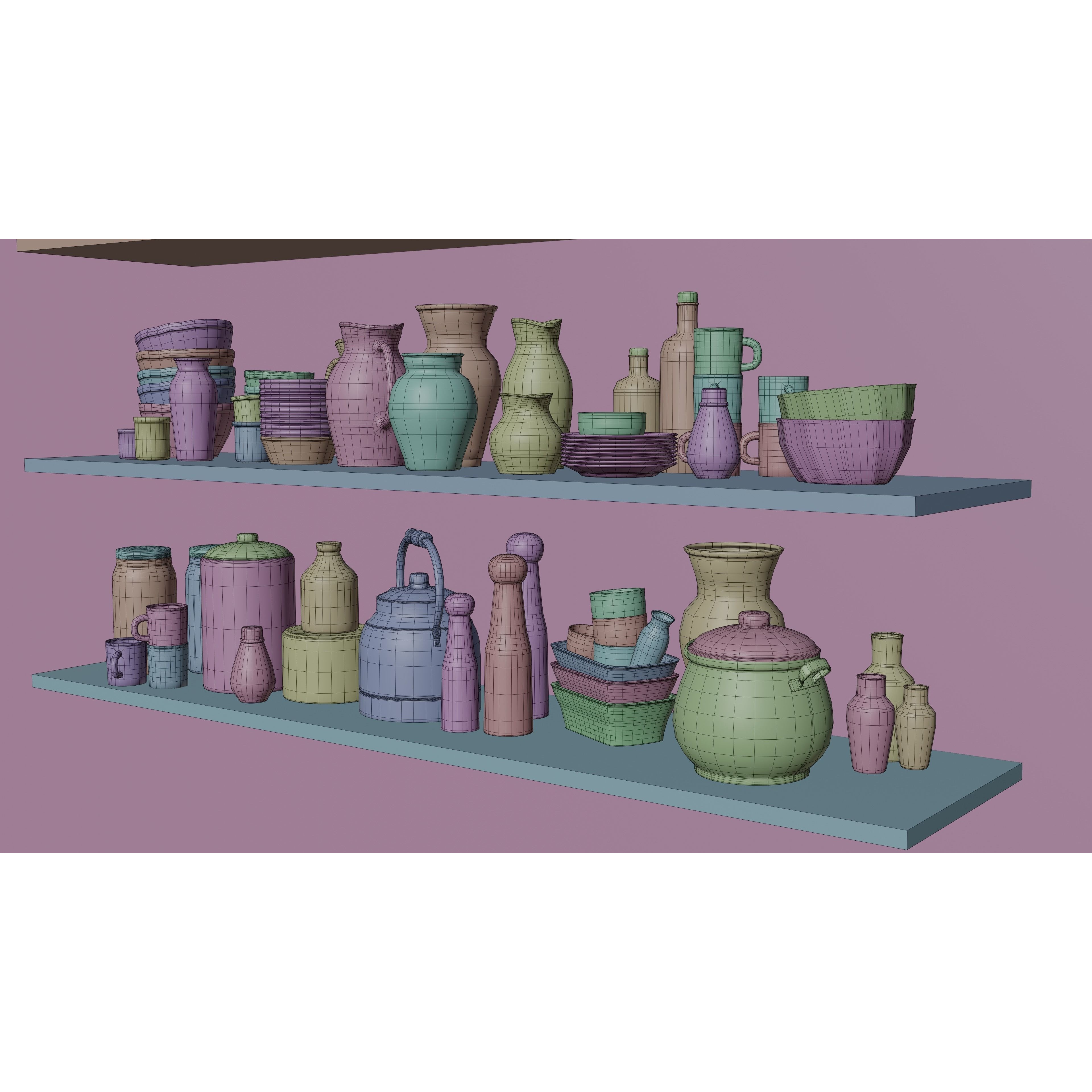 Kitchen Accessories 3D Model – High-Quality Textured Tableware, FBX, OBJ - View 9