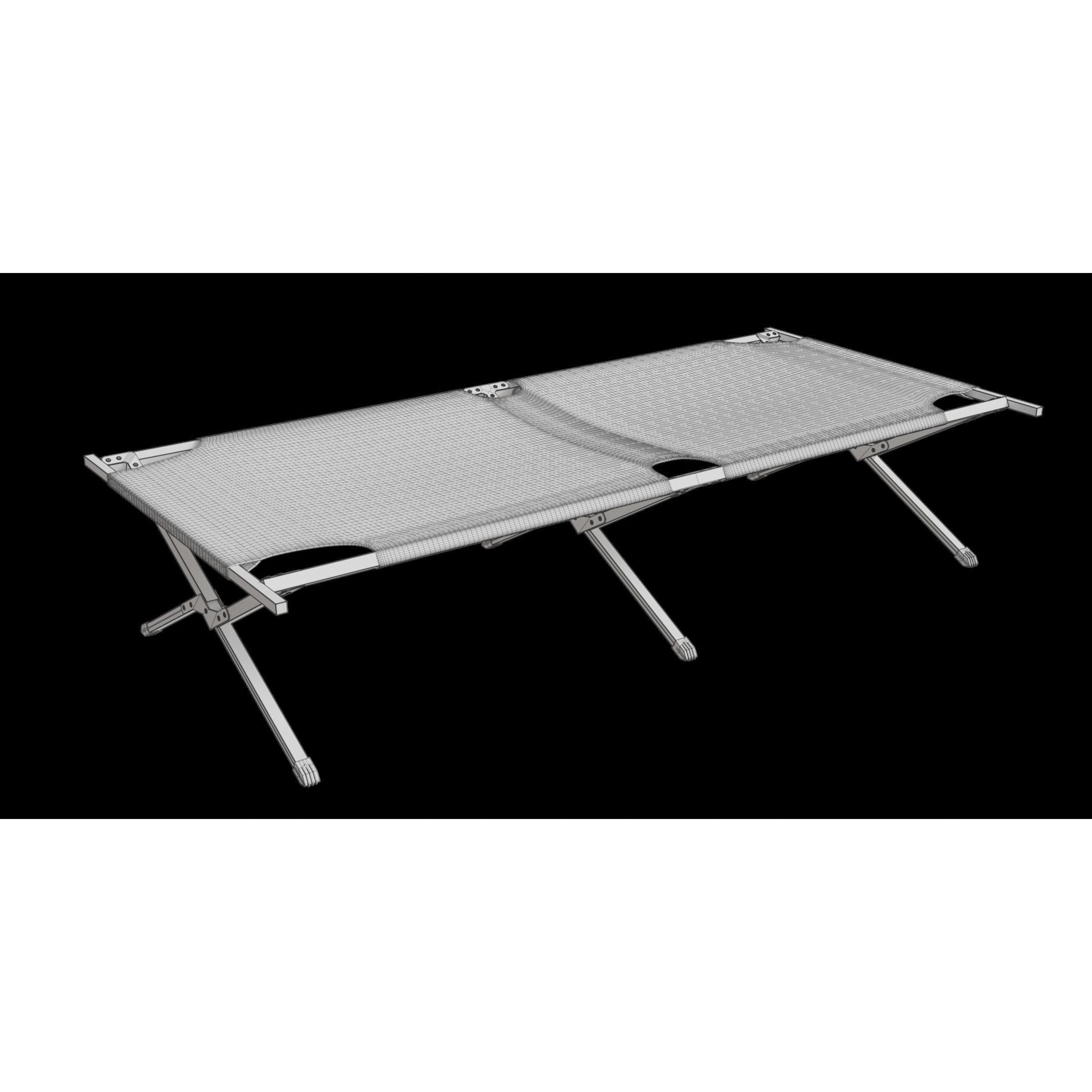 Folding Camping Cot 3D Model – Low Poly Outdoor Furniture, Blender - View 4