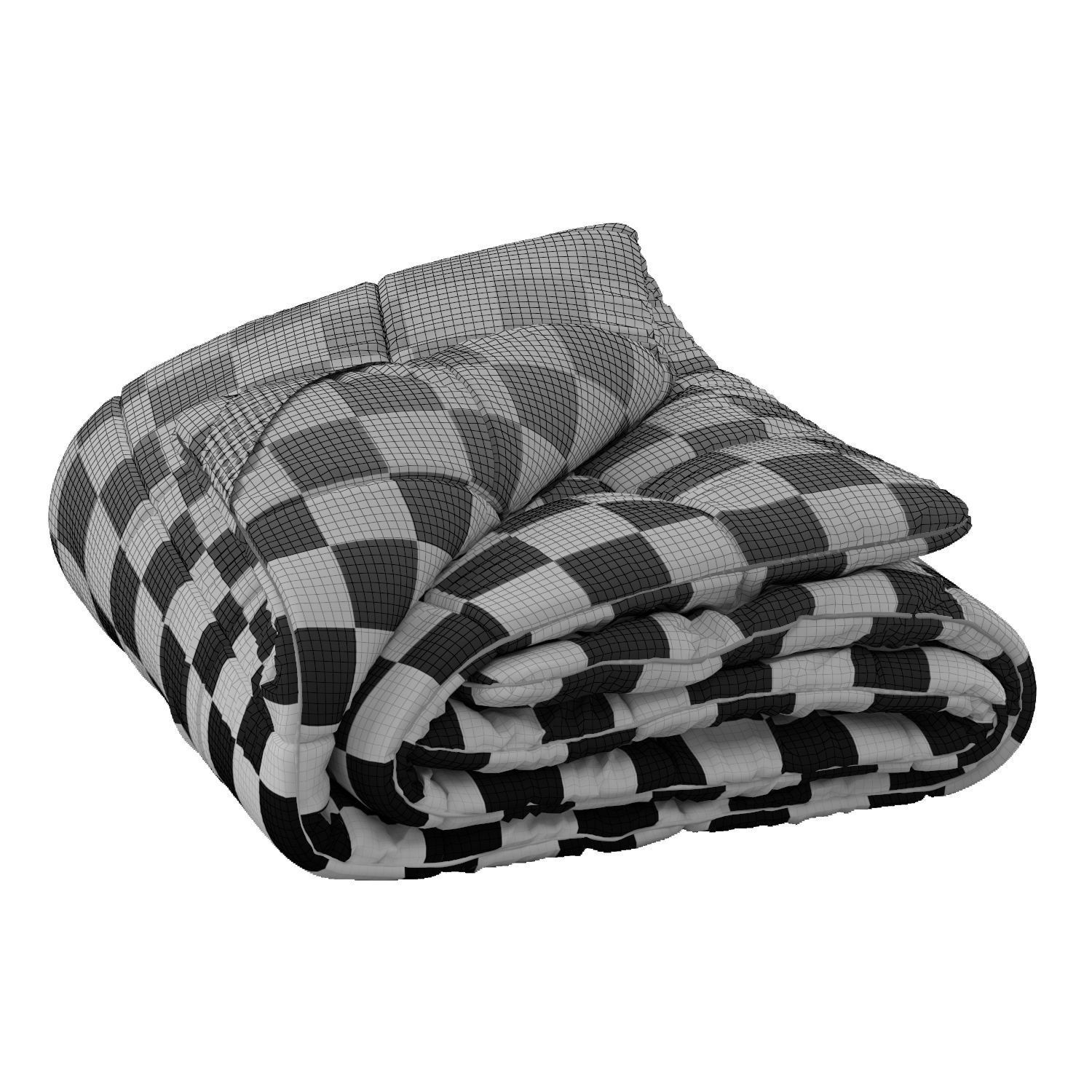 Rolled-Up Duvet 3D Model – High Poly PBR Asset, FBX, OBJ