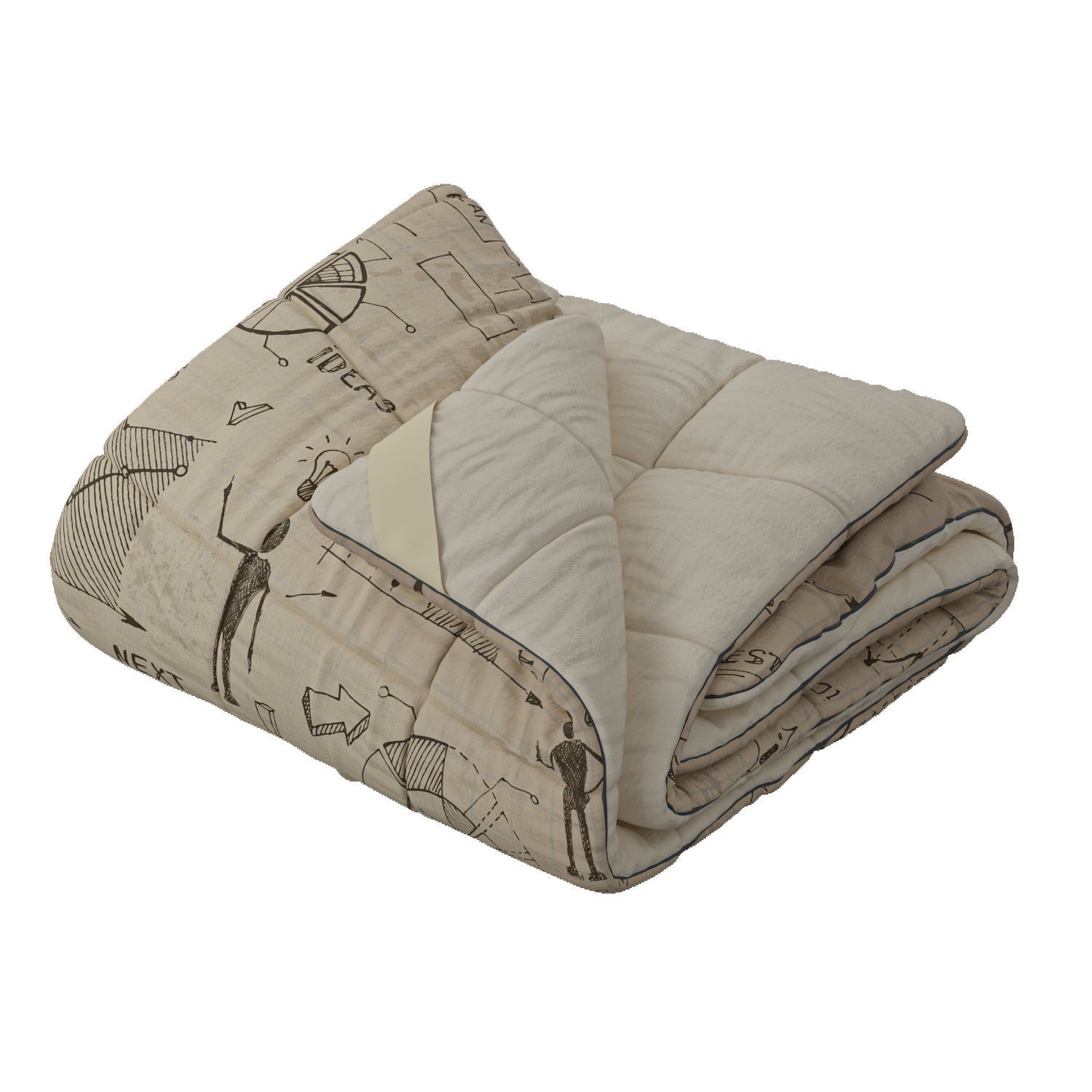 Rolled-Up Duvet 3D Model – High Poly PBR Asset, FBX, OBJ - View 11