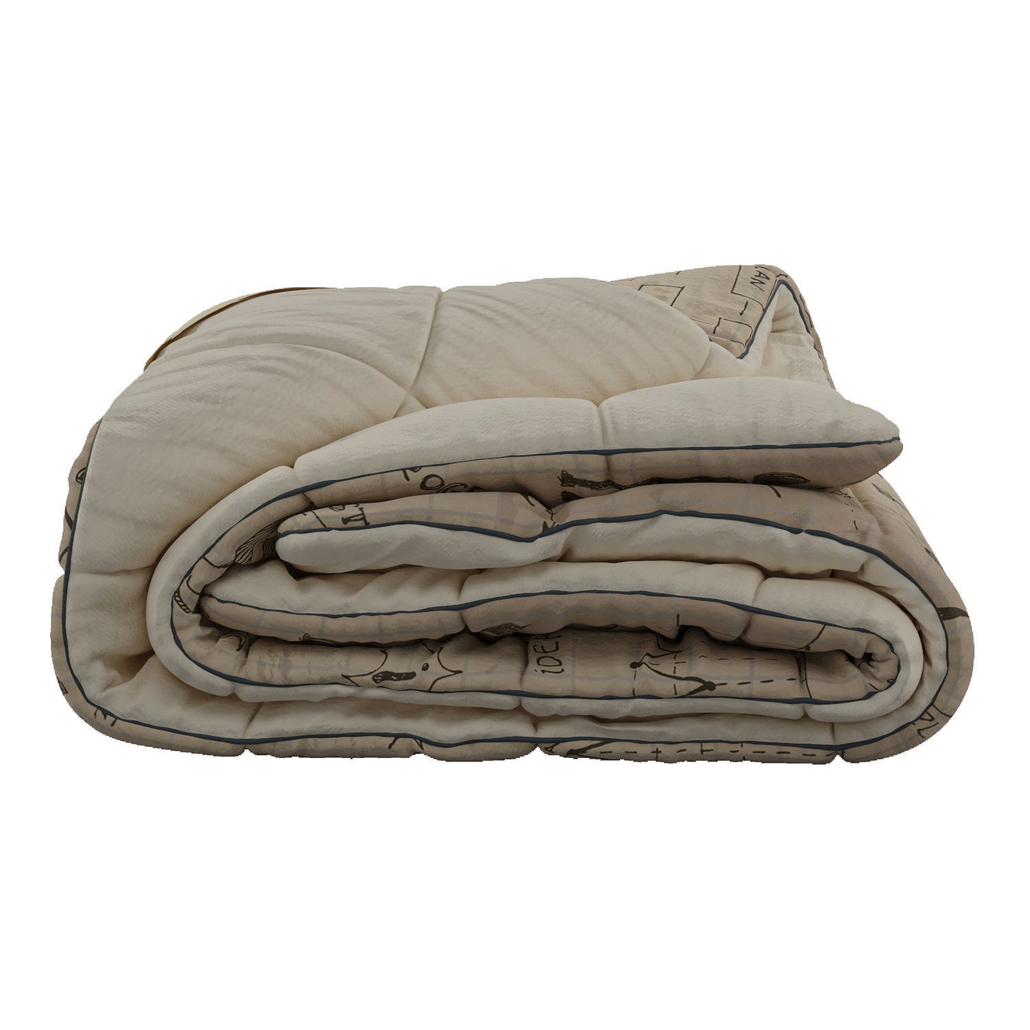 Rolled-Up Duvet 3D Model – High Poly PBR Asset, FBX, OBJ - View 14