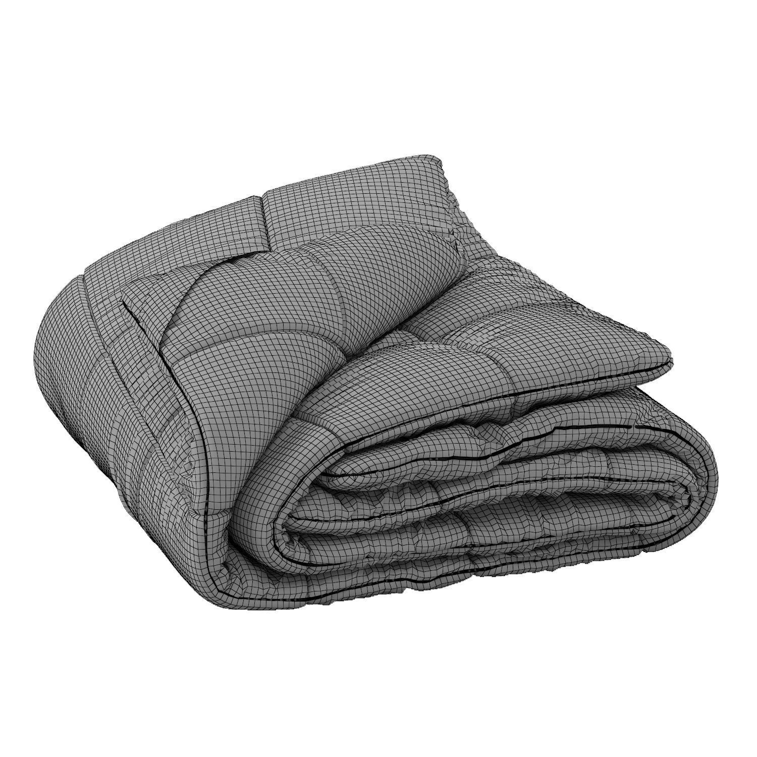 Rolled-Up Duvet 3D Model – High Poly PBR Asset, FBX, OBJ - View 16