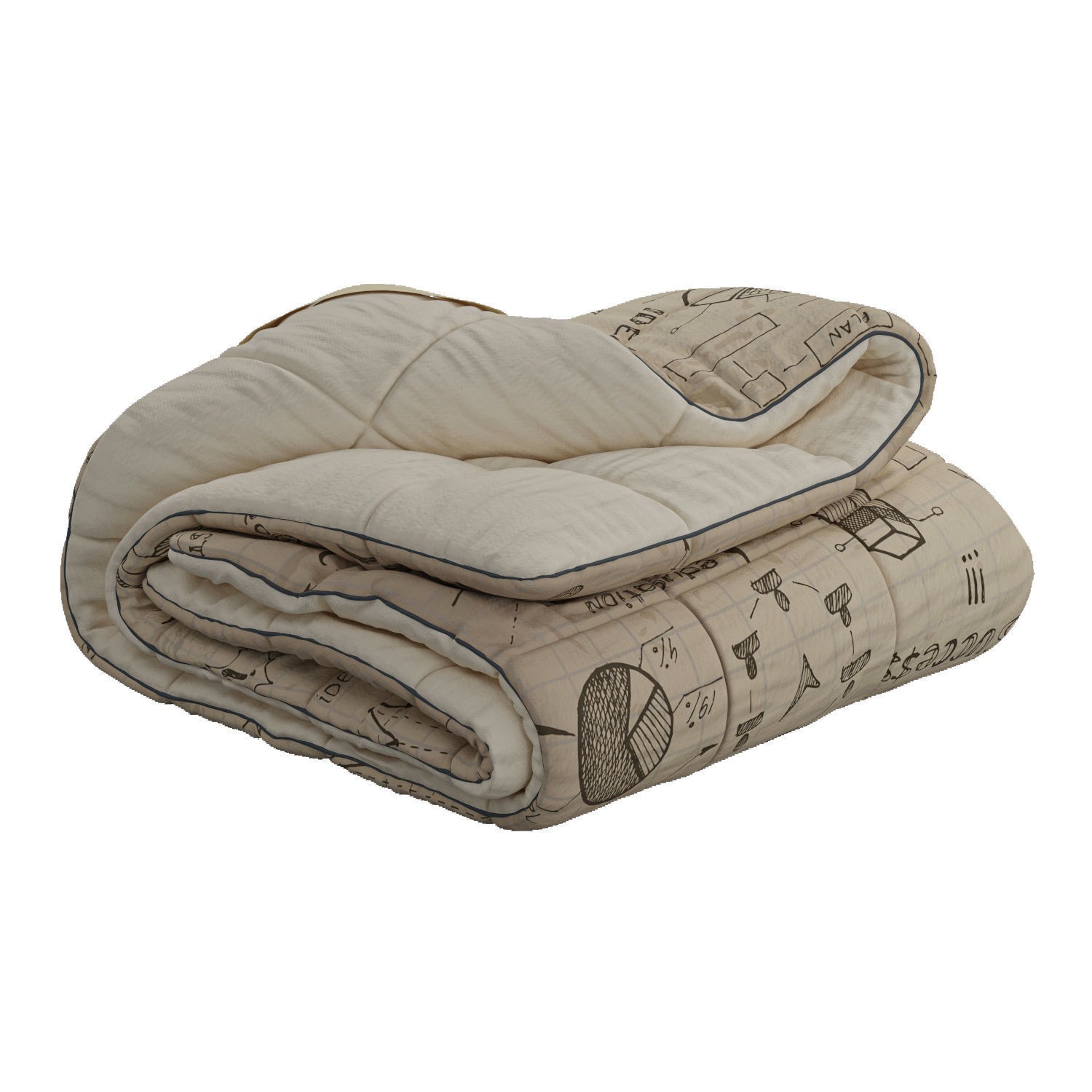 Rolled-Up Duvet 3D Model – High Poly PBR Asset, FBX, OBJ - View 8