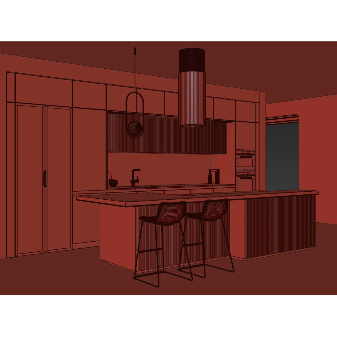Modern Kitchen 3D Model – High Quality Interior Design Asset, FBX, OBJ