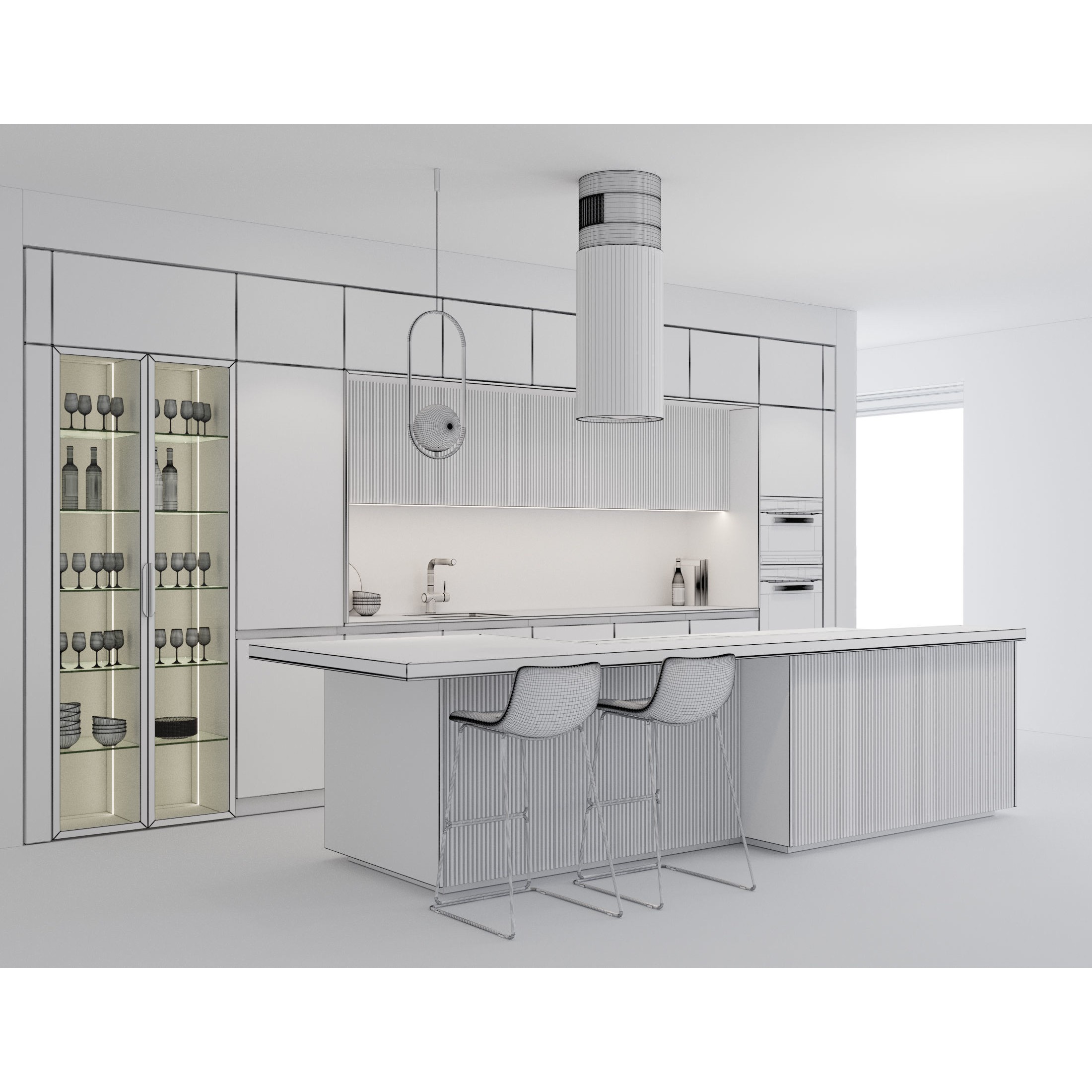 Modern Kitchen 3D Model – High Quality Interior Design Asset, FBX, OBJ - View 14