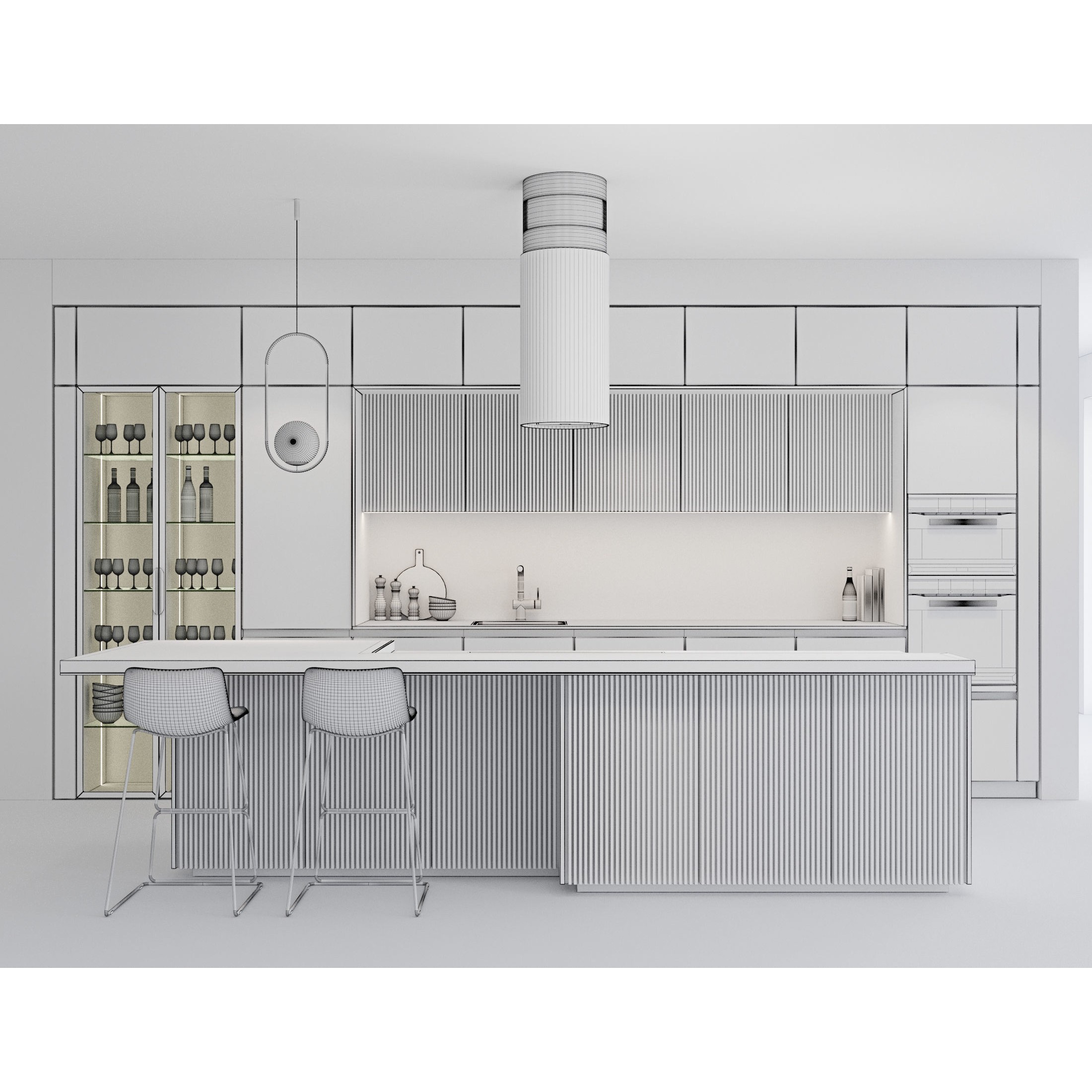 Modern Kitchen 3D Model – High Quality Interior Design Asset, FBX, OBJ - View 15