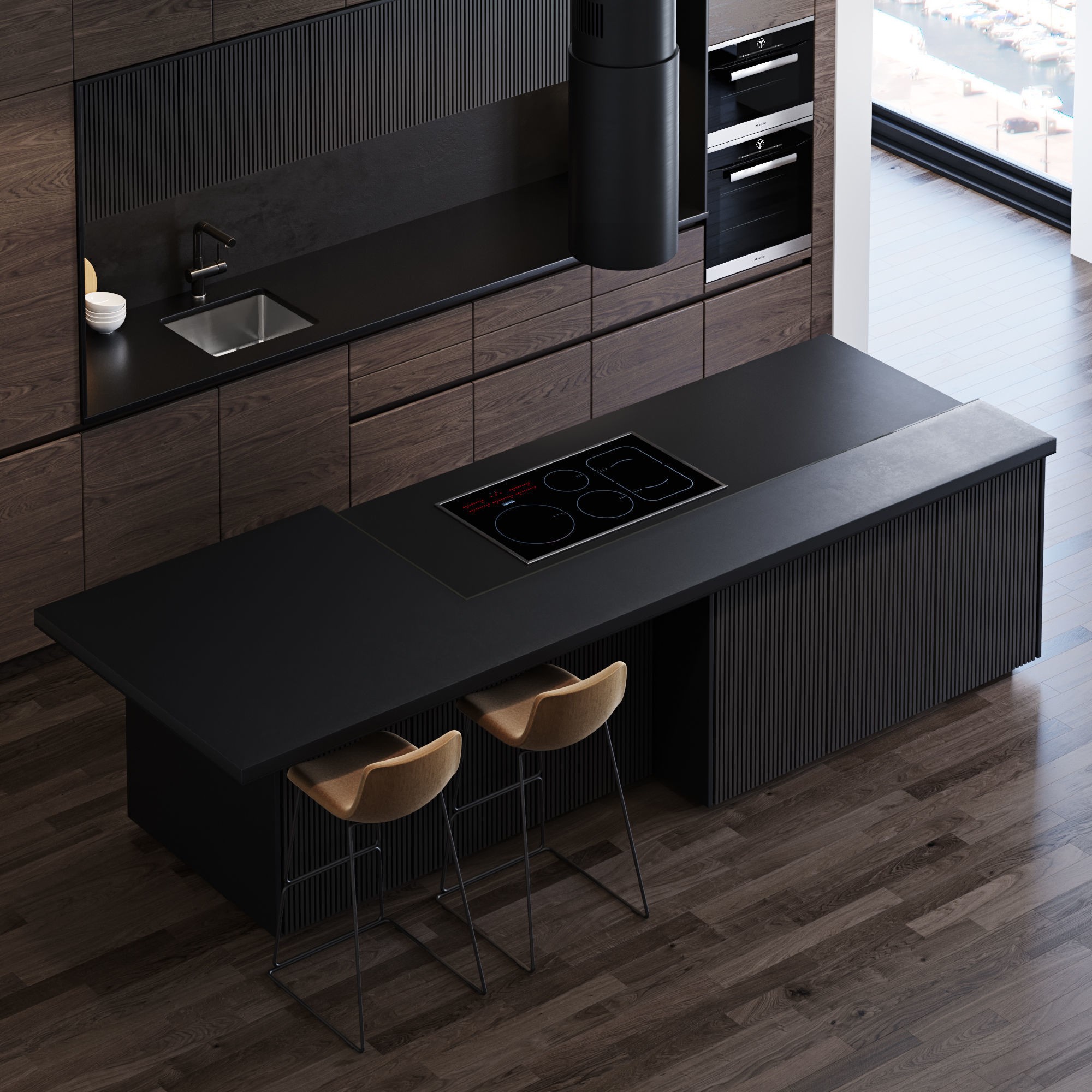 Modern Kitchen 3D Model – High Quality Interior Design Asset, FBX, OBJ - View 3
