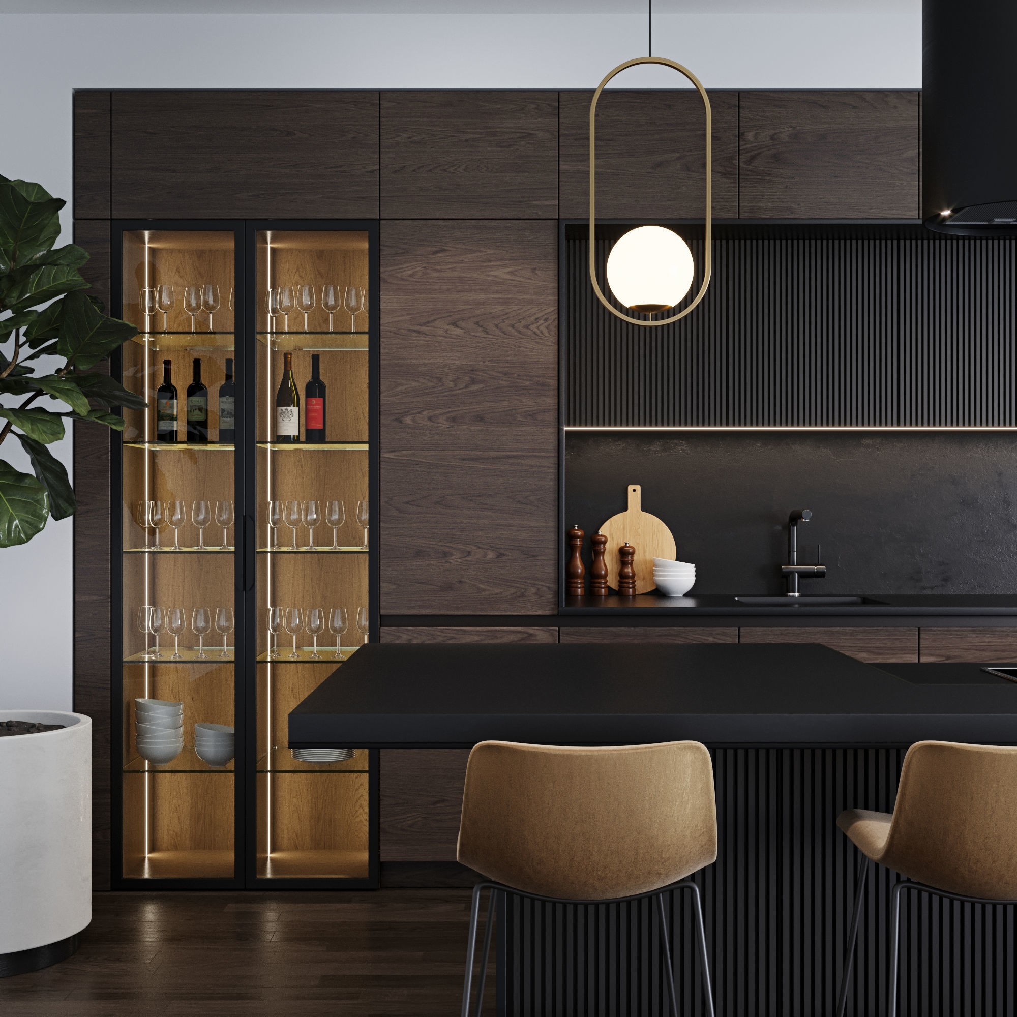 Modern Kitchen 3D Model – High Quality Interior Design Asset, FBX, OBJ - View 8