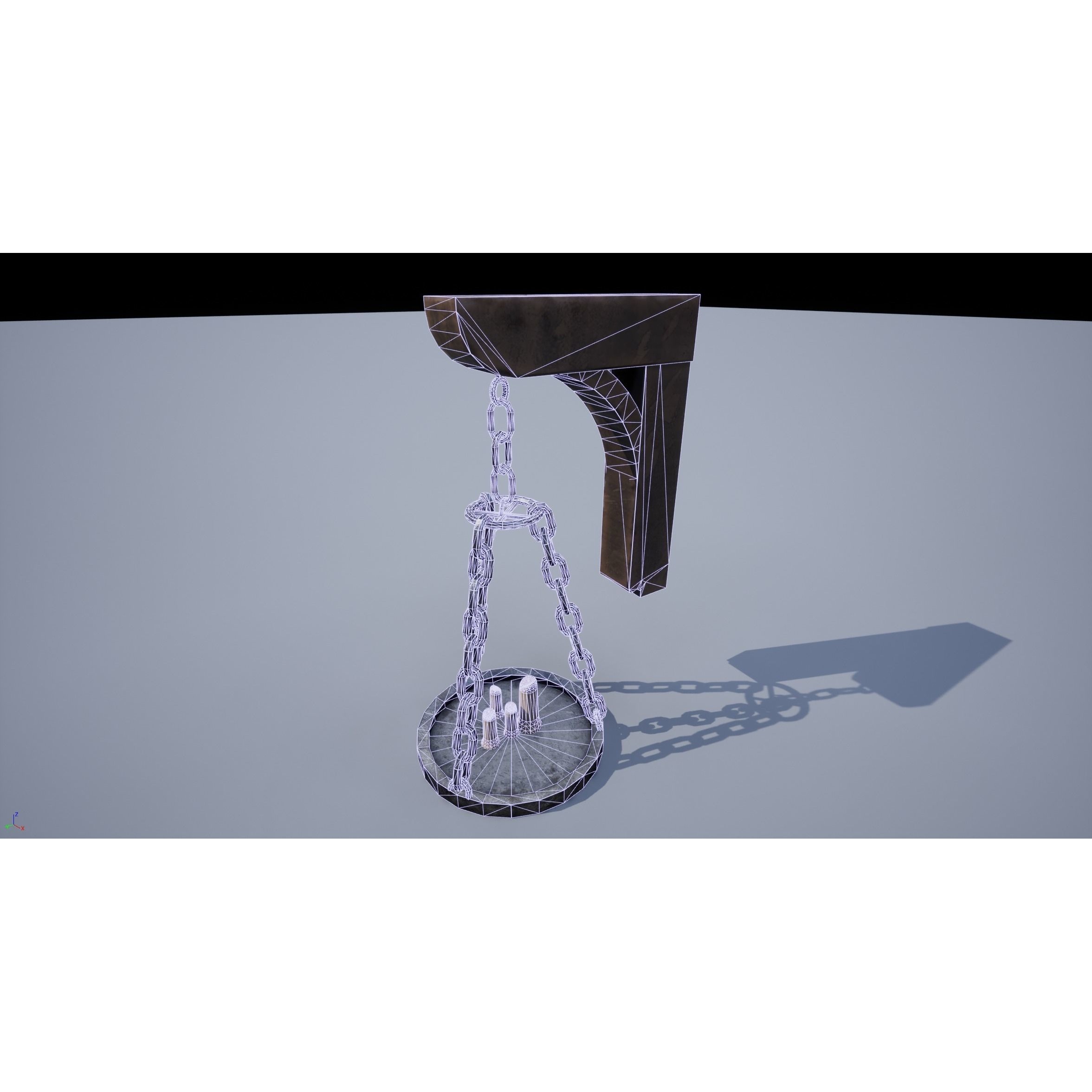Medieval Lamp 3D Model – Low Poly PBR Game Asset, FBX, OBJ