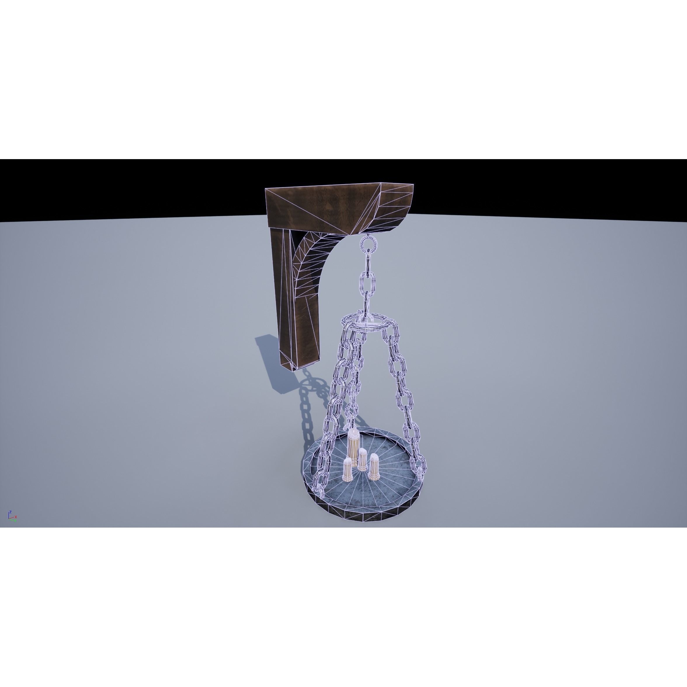 Medieval Lamp 3D Model – Low Poly PBR Game Asset, FBX, OBJ - View 14