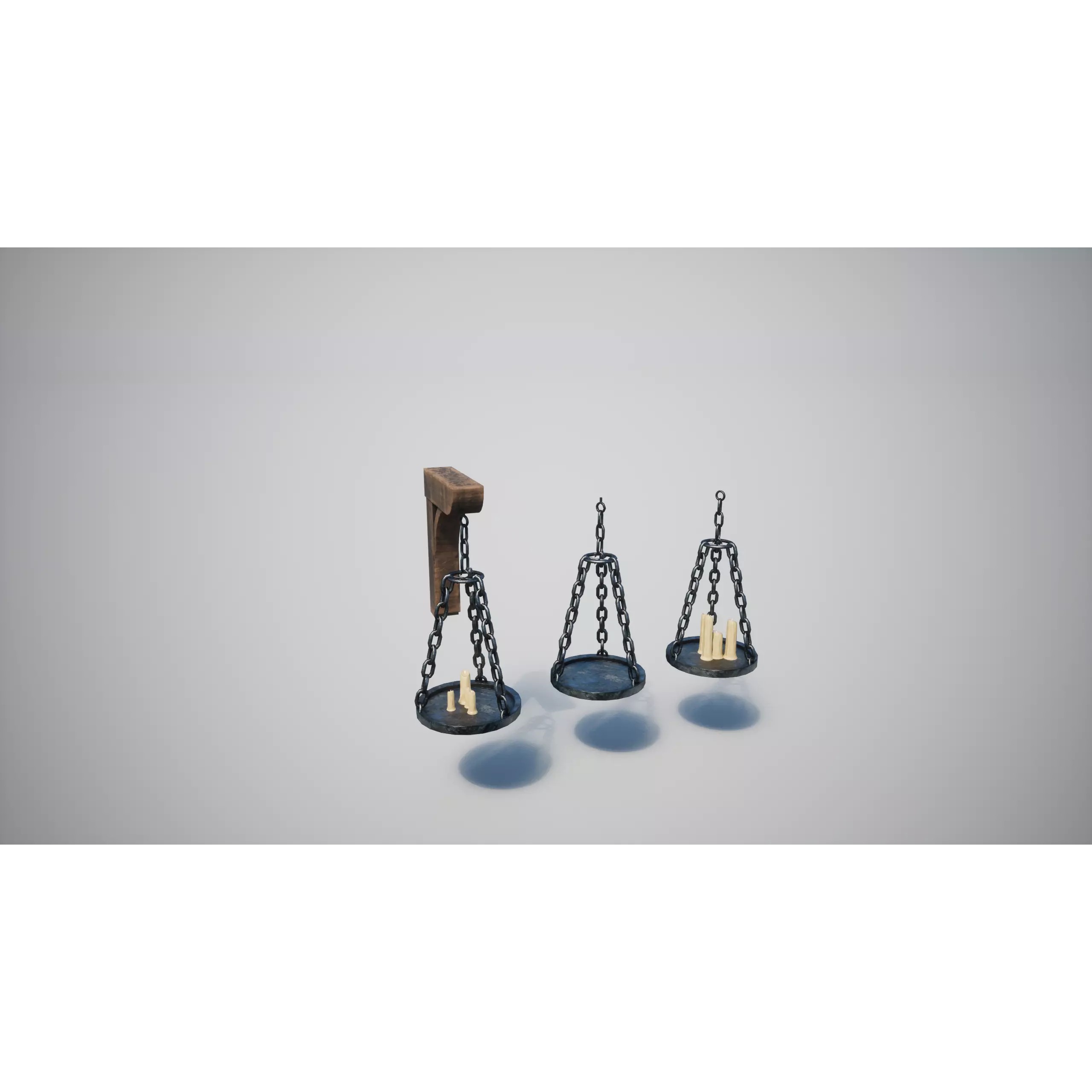 Medieval Lamp 3D Model – Low Poly PBR Game Asset, FBX, OBJ - View 2