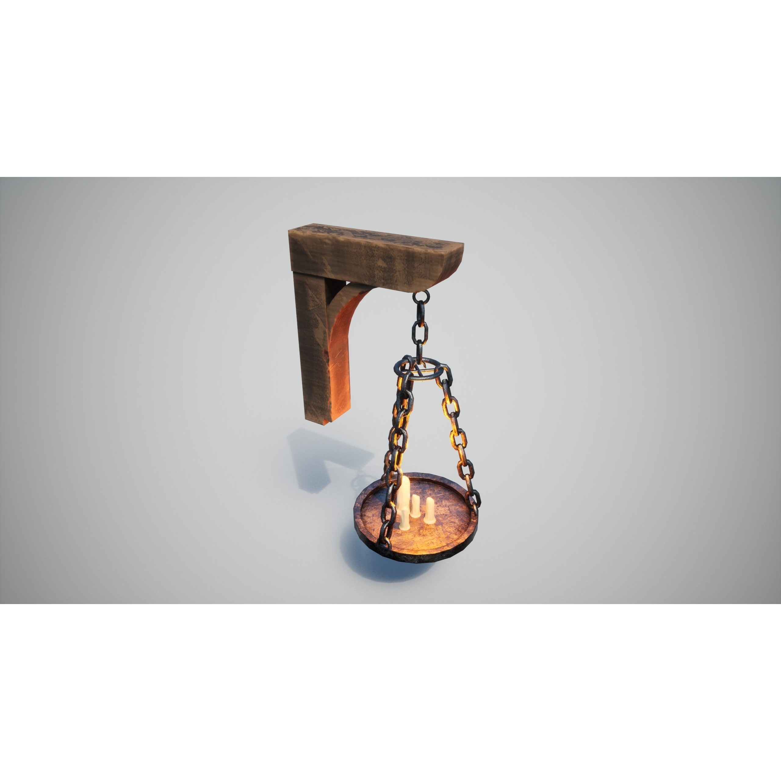 Medieval Lamp 3D Model – Low Poly PBR Game Asset, FBX, OBJ - View 3